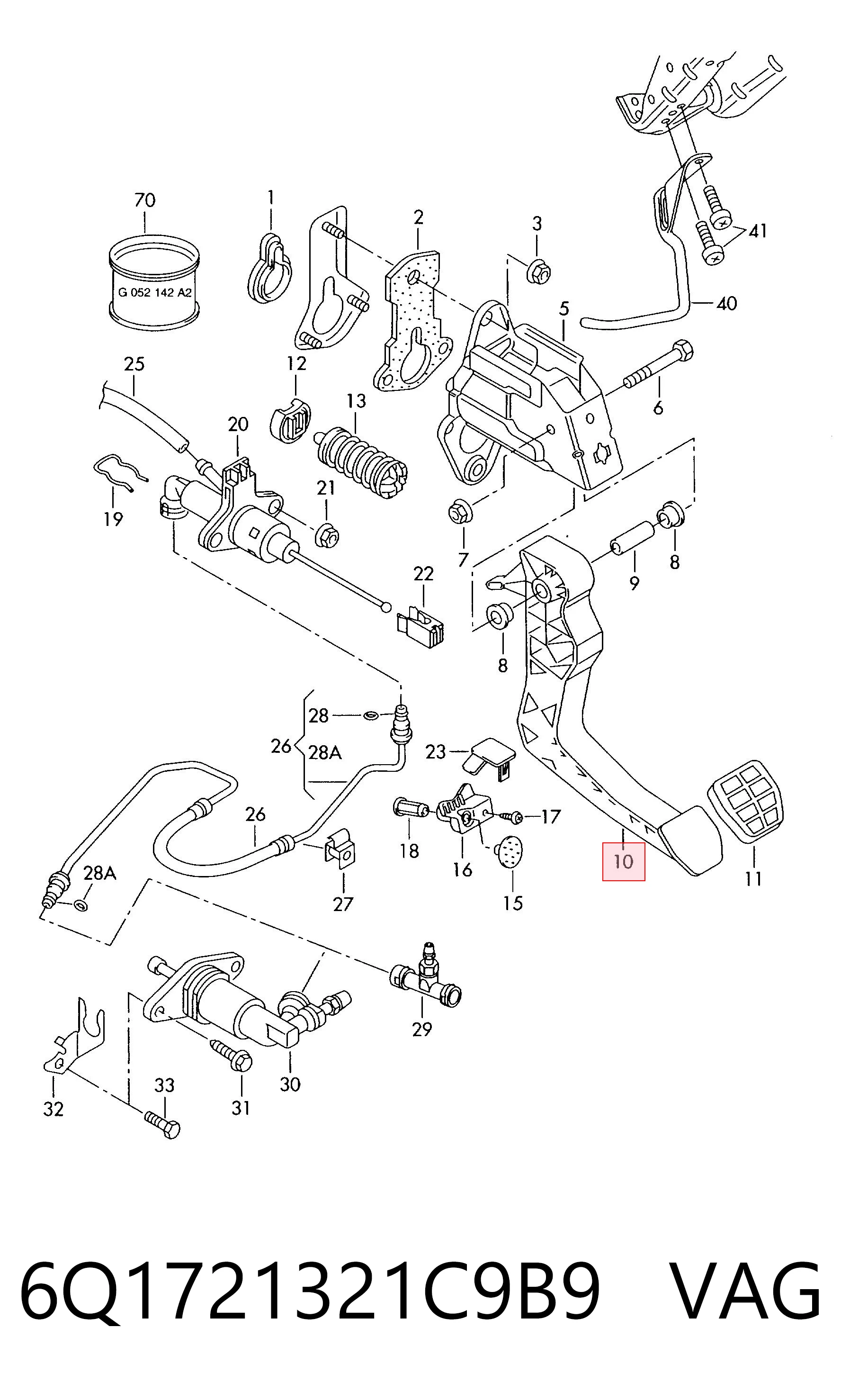 Педаль зчеплення на Volkswagen Polo V 6R1, 6C1