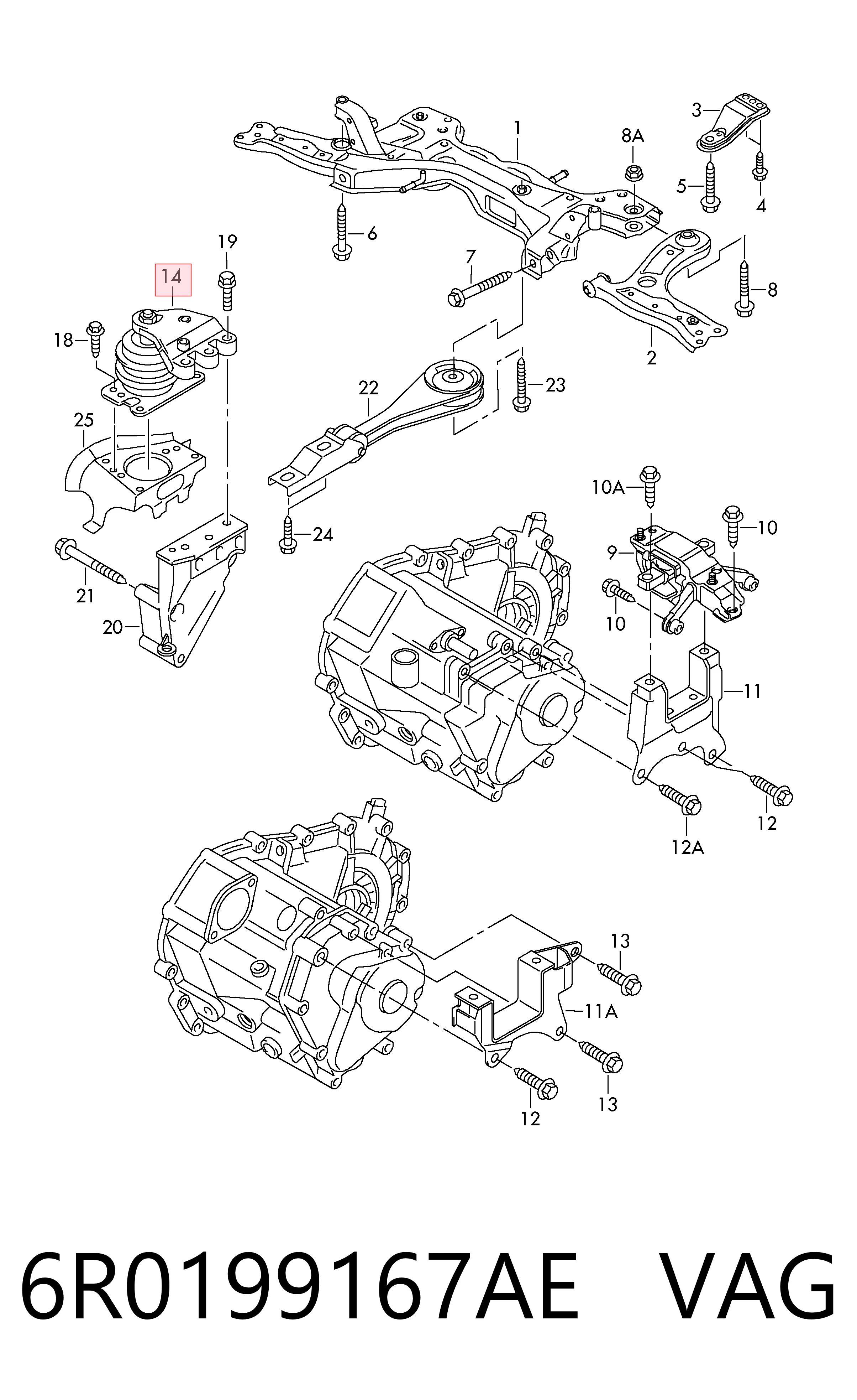 6R0199167AE VAG Права подушка мотора