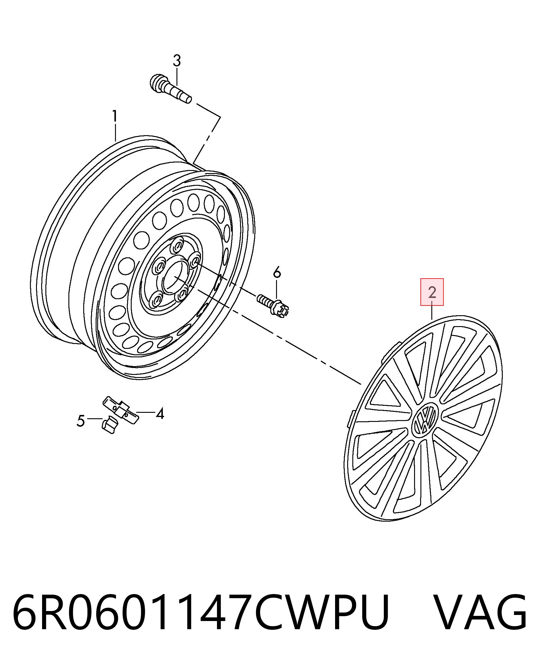 6R0601147CWPU VAG Ковпаки на колеса