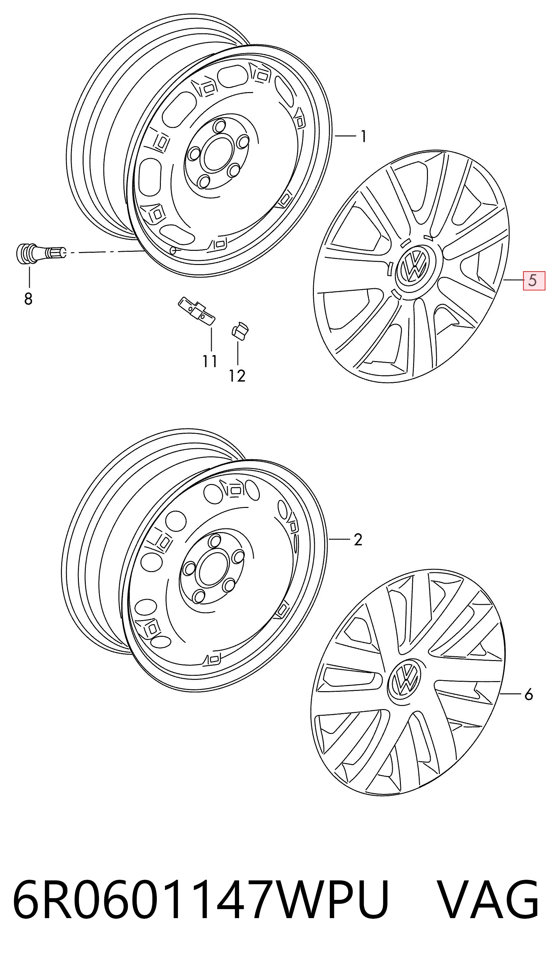 Ковпаки 6R0601147WPU VAG