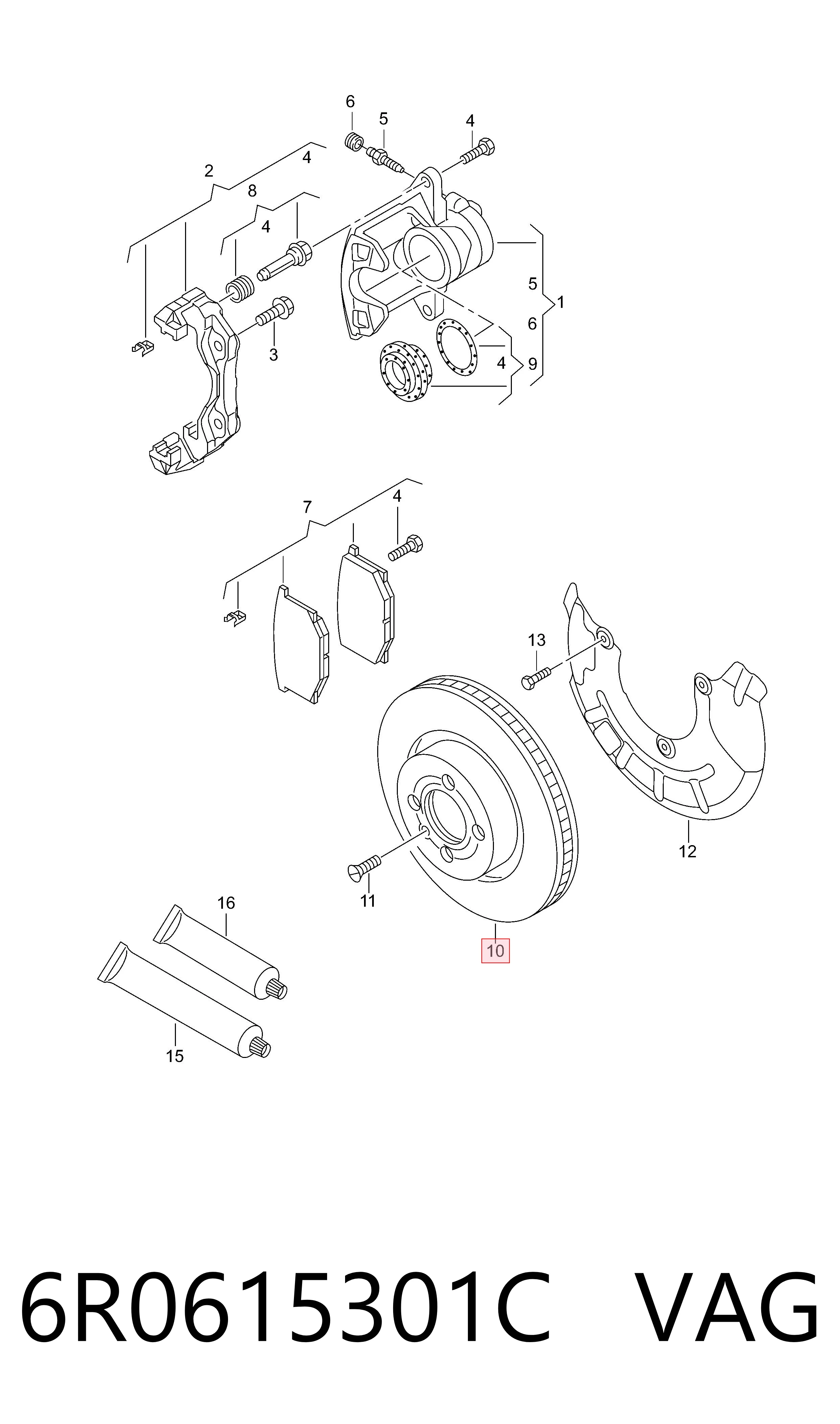 Диск переднього гальма VAG 6R0615301C ціна, від 32.78 USD