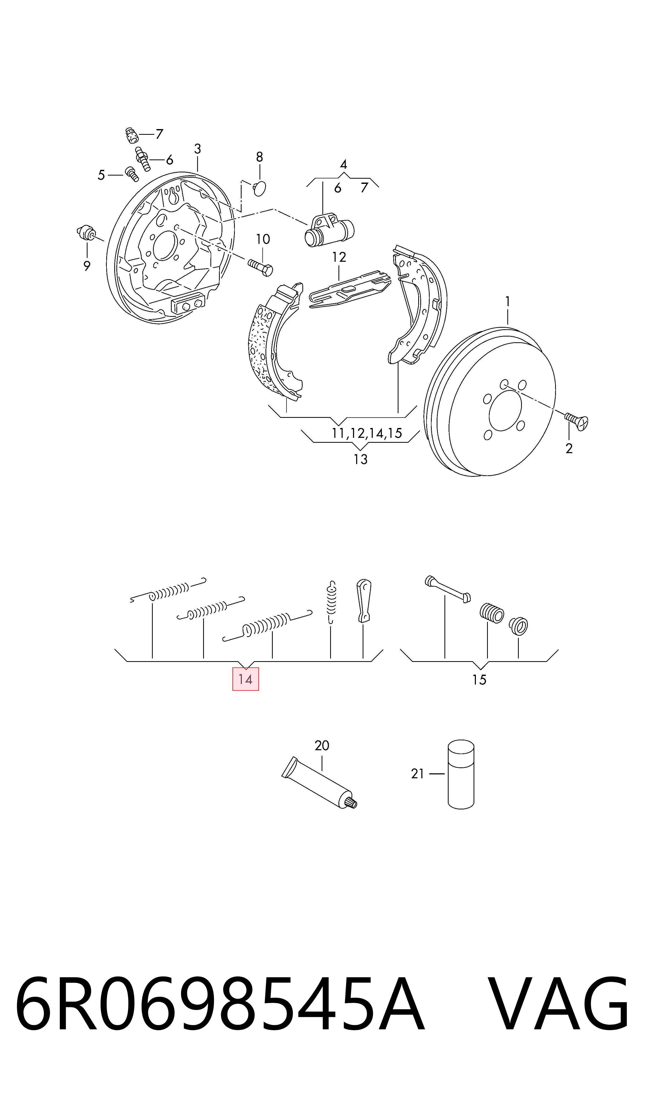6R0698545A VAG Ремкомплект торм. колодок