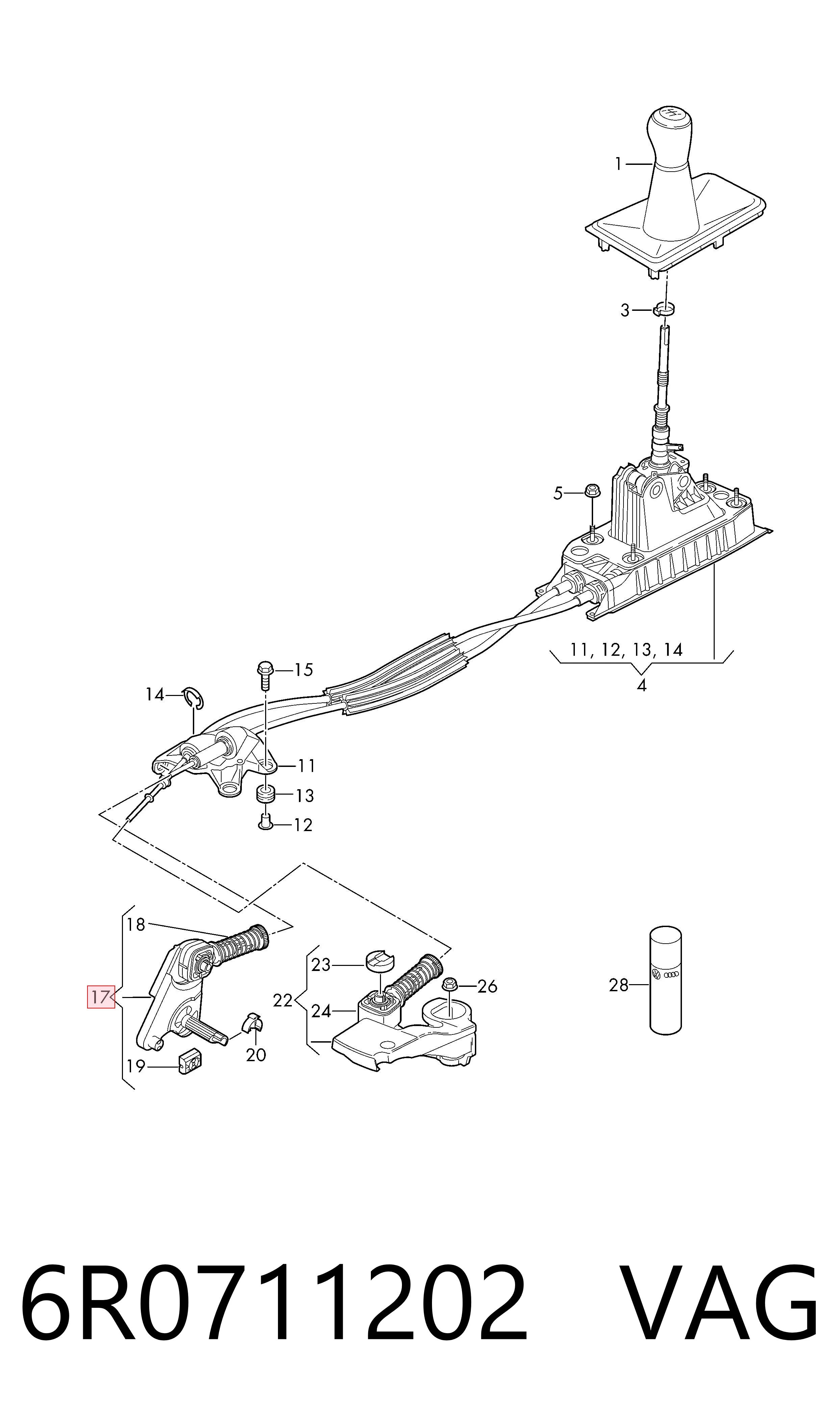 Важіль перемикання передач VAG 6R0711202 ціна, від 56.29 USD