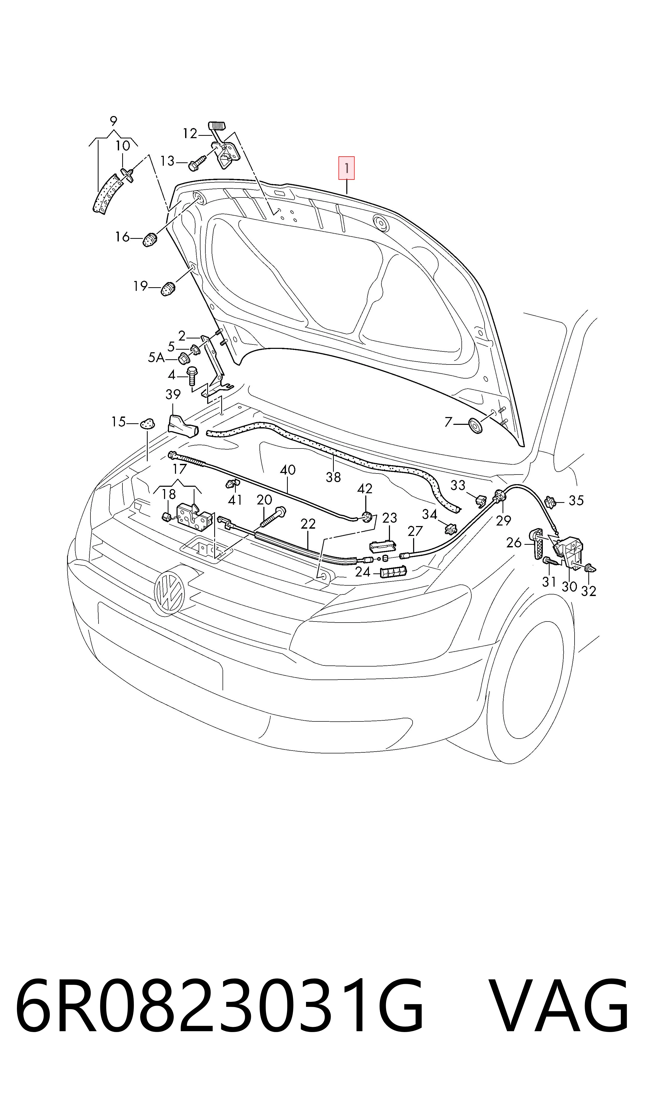 Капот на Volkswagen Polo V 6R1, 6C1