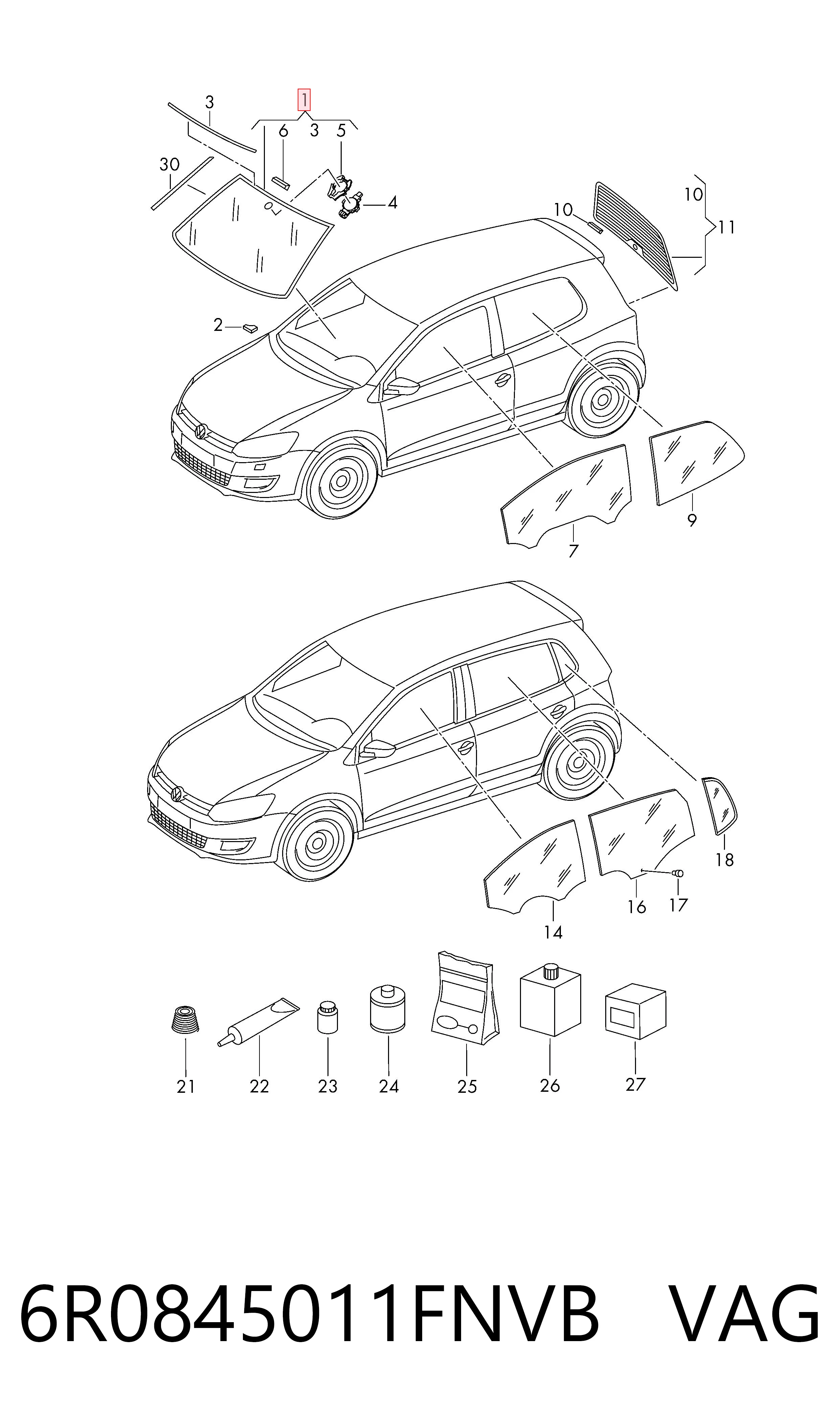 6R0845011FNVB VAG Автомобільне скло