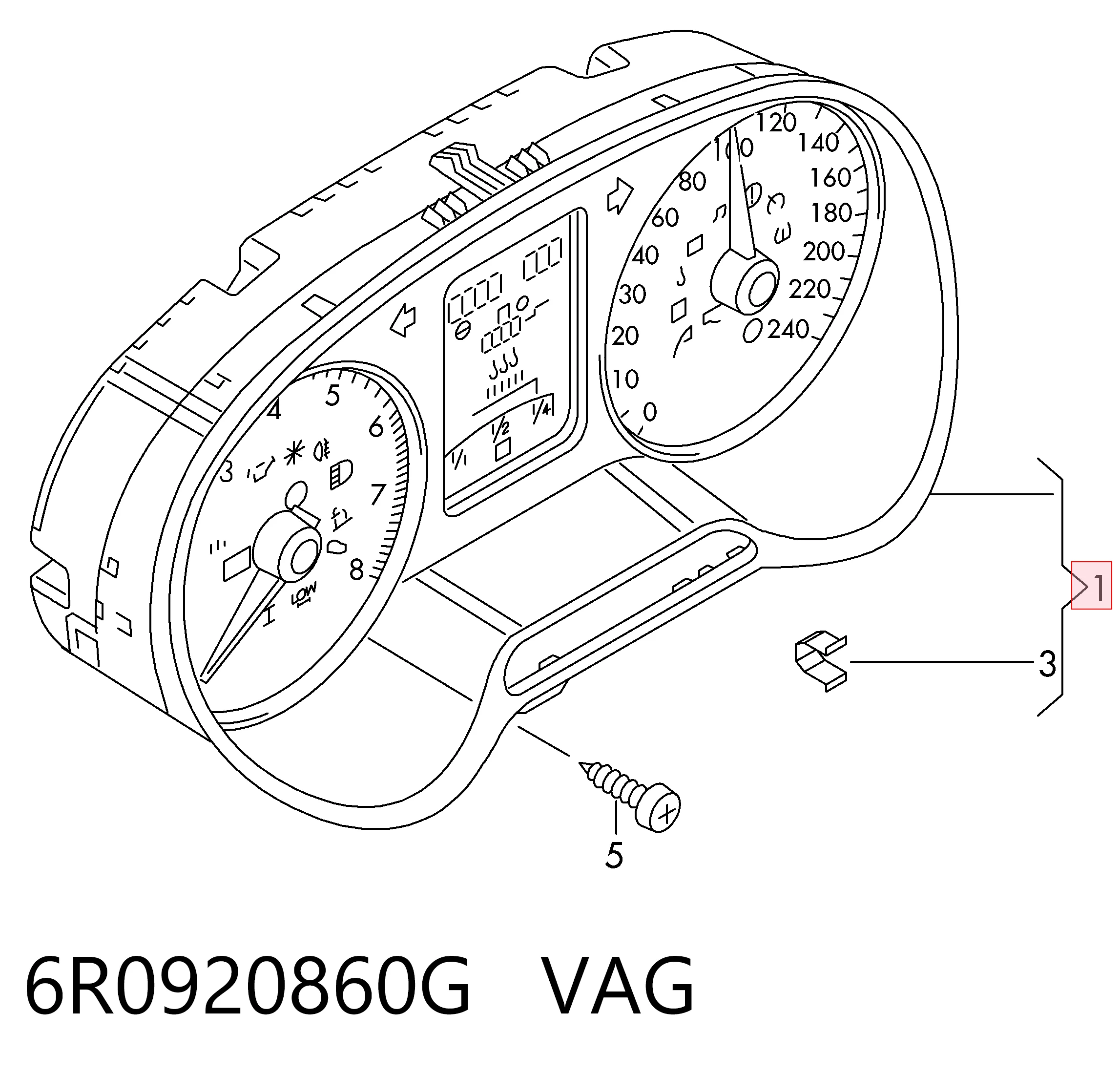 6R0920860G VAG Щиток приладів додатковий