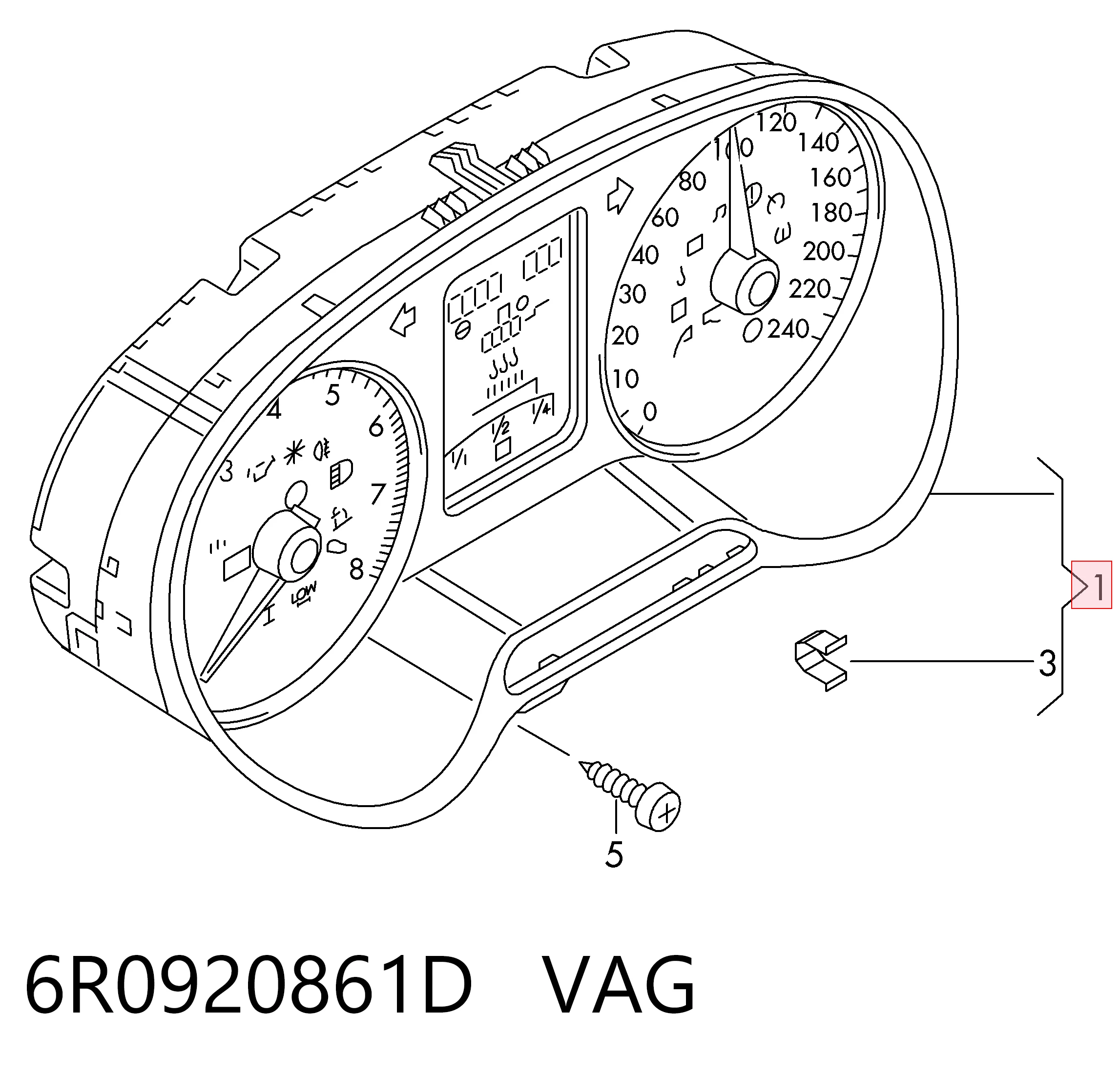 6R0920861D VAG Щиток приладів додатковий