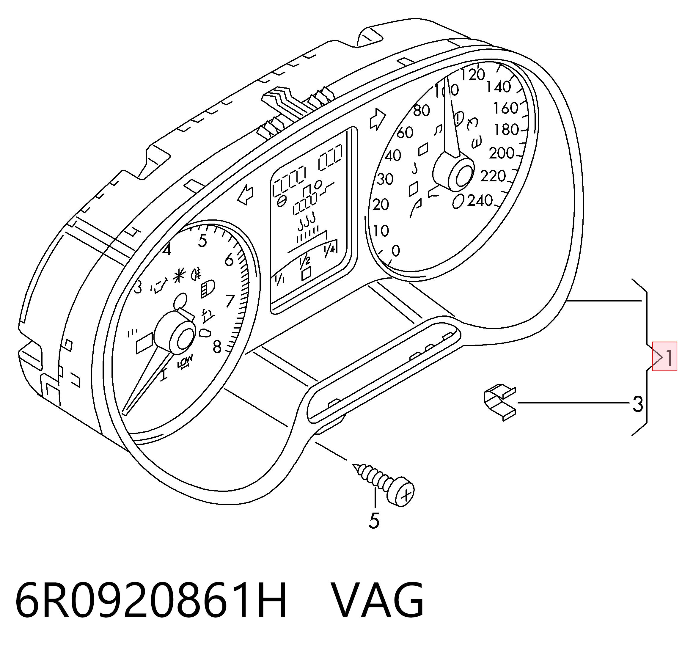 6R0920861H VAG Щиток приладів додатковий