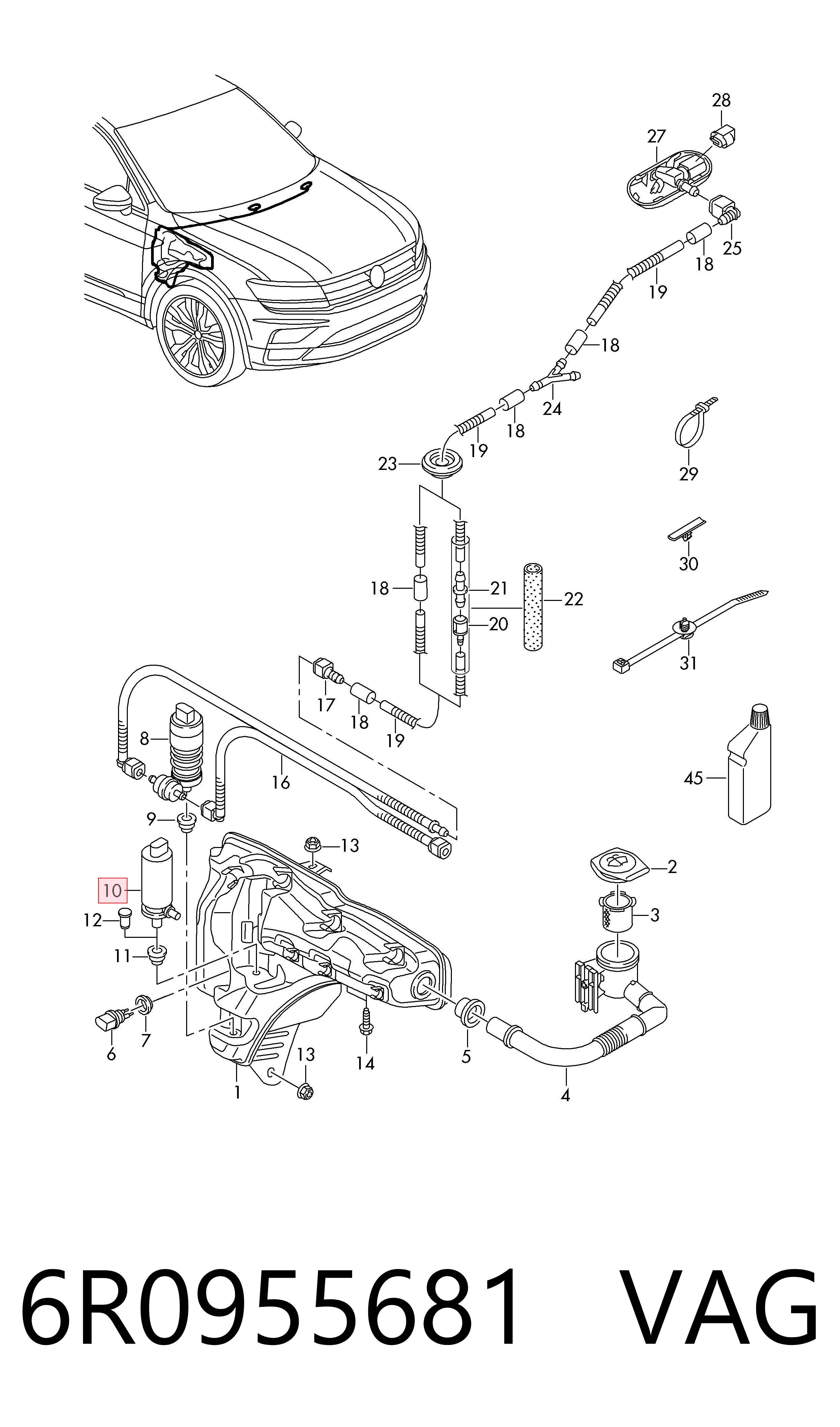 6R0955681 VAG Насос-двигун омивача фар