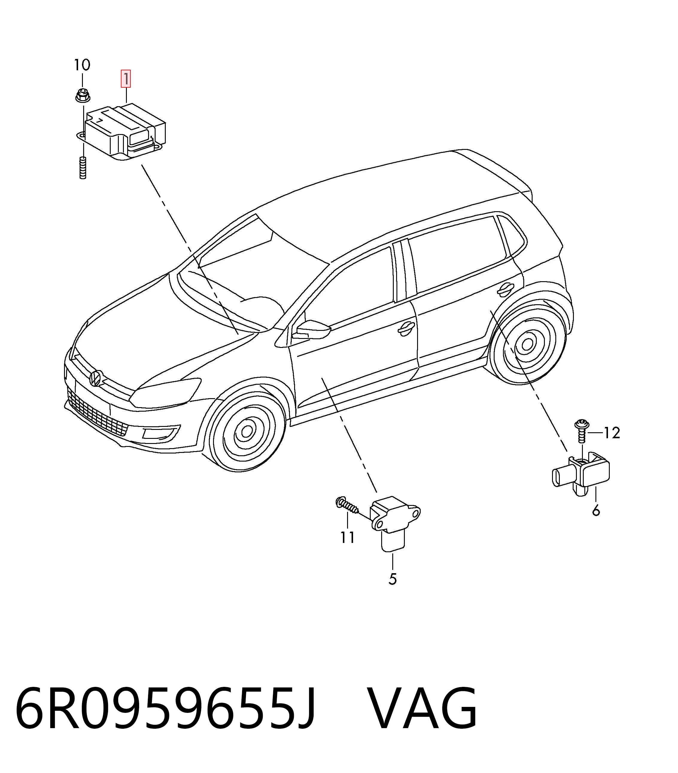 6R0959655J VAG Модуль-процесор управління подушки безпеки