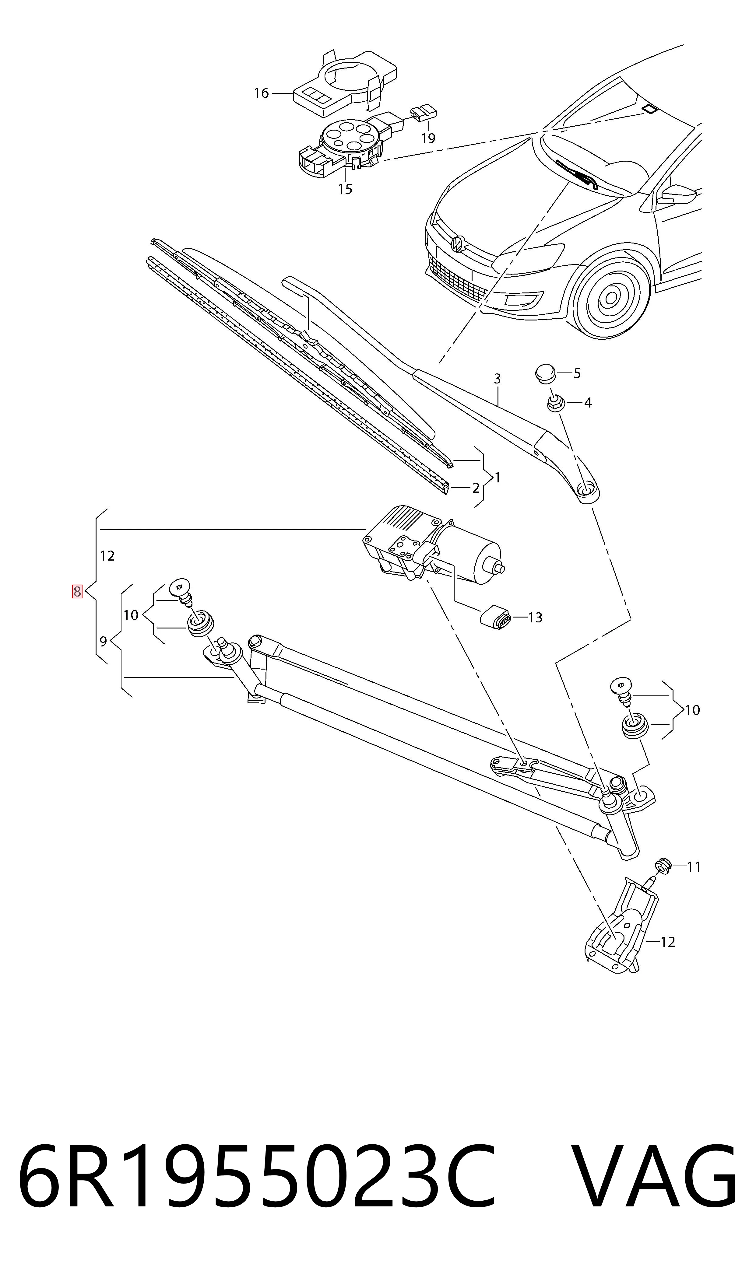 6R1955023C VAG Трапеція склоочисника
