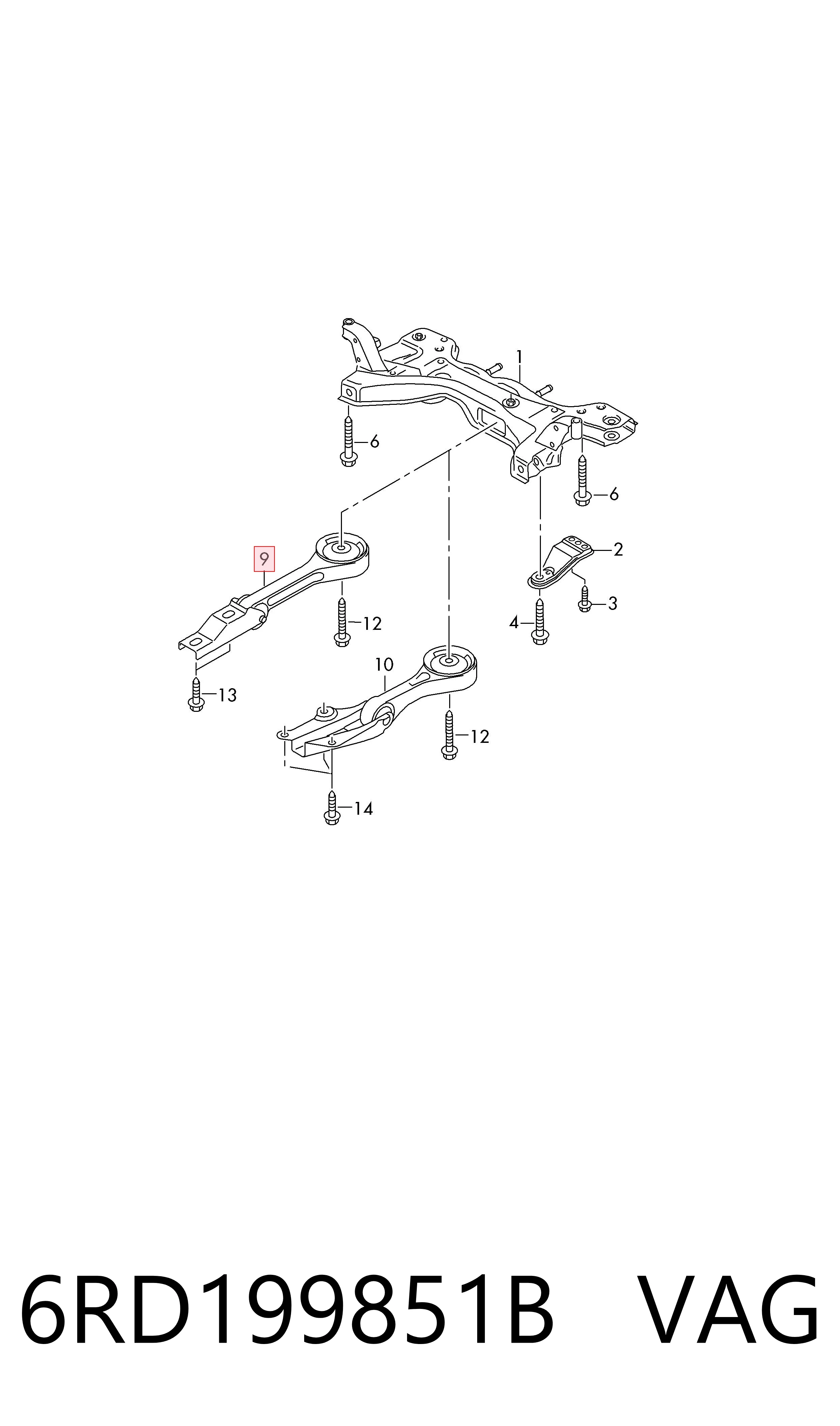 Подушка (опора) двигуна, задня Volkswagen Polo V RUS седан (602, 604, 612, 614) (2010 - 2026) ціна, від 58.06 USD