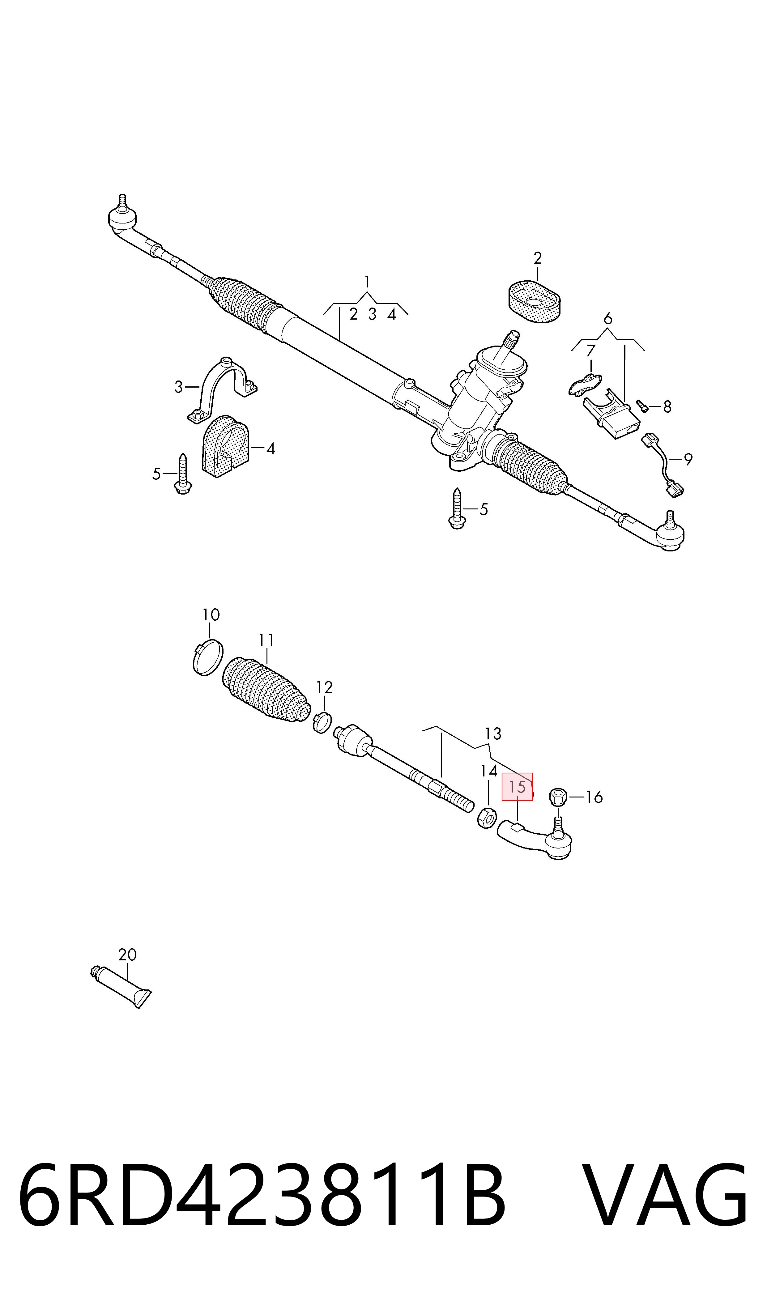 Наконечник рульовий VAG 6RD423811B ціна, від 9.27 USD