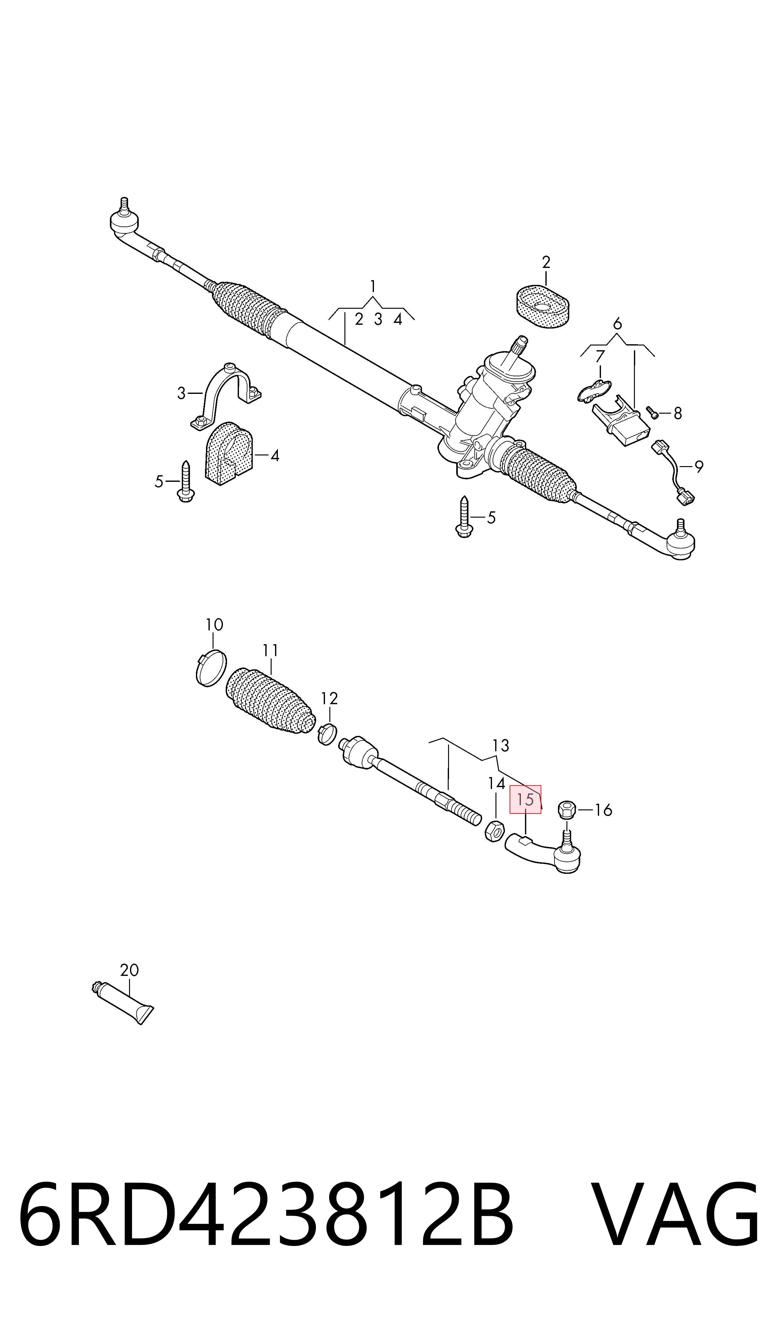 Наконечник рульовий VAG 6RD423812B ціна, від 8.20 USD