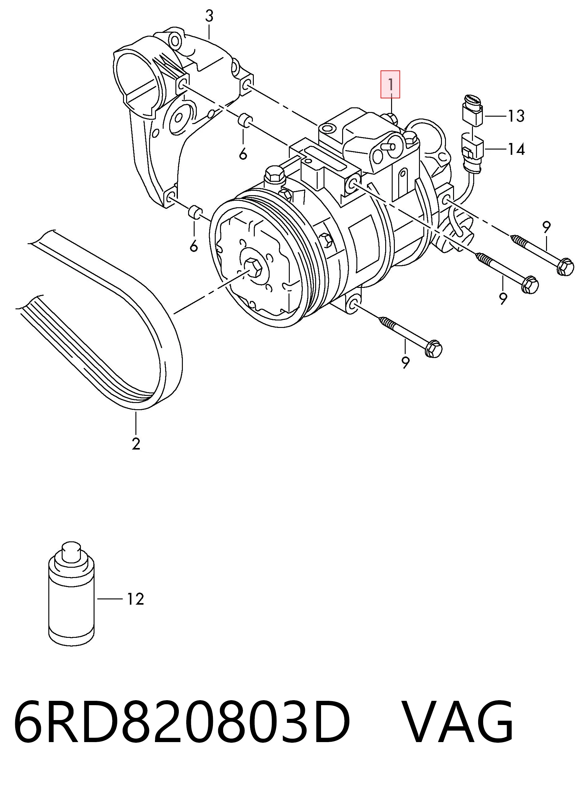 6RD820803D VAG Компресор холодоагенту