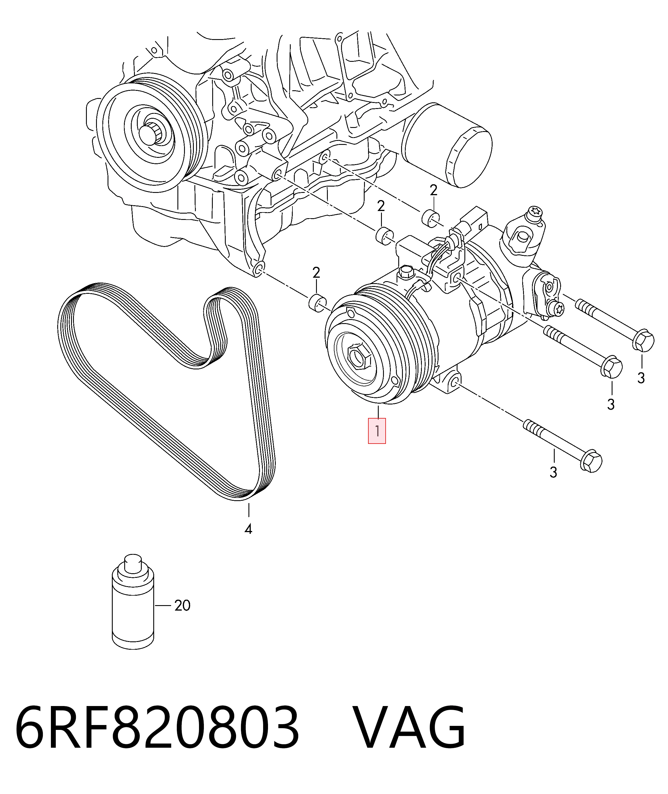 6RF820803 VAG Компресор холодоагенту