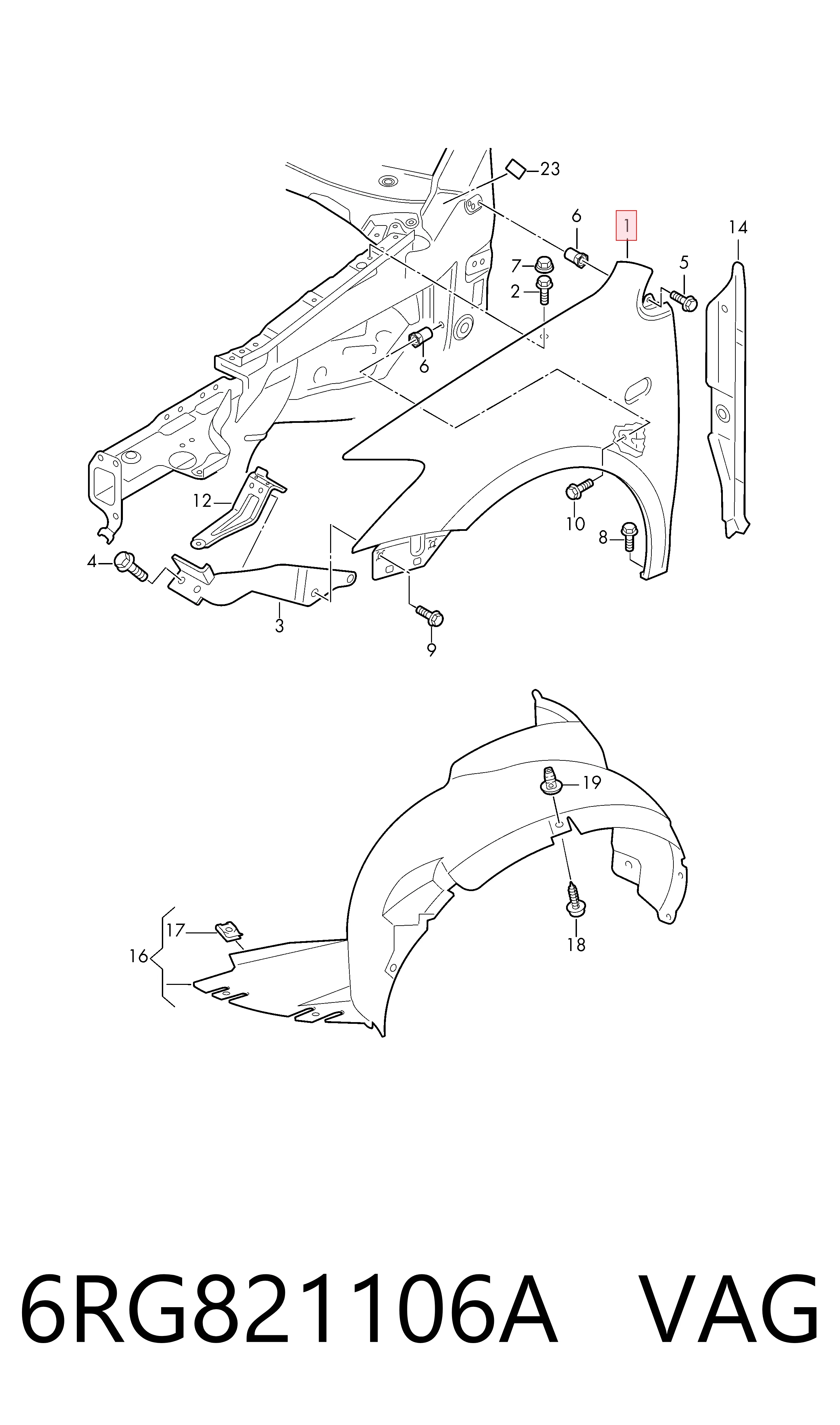 6RG821106A VAG Крило переднє праве