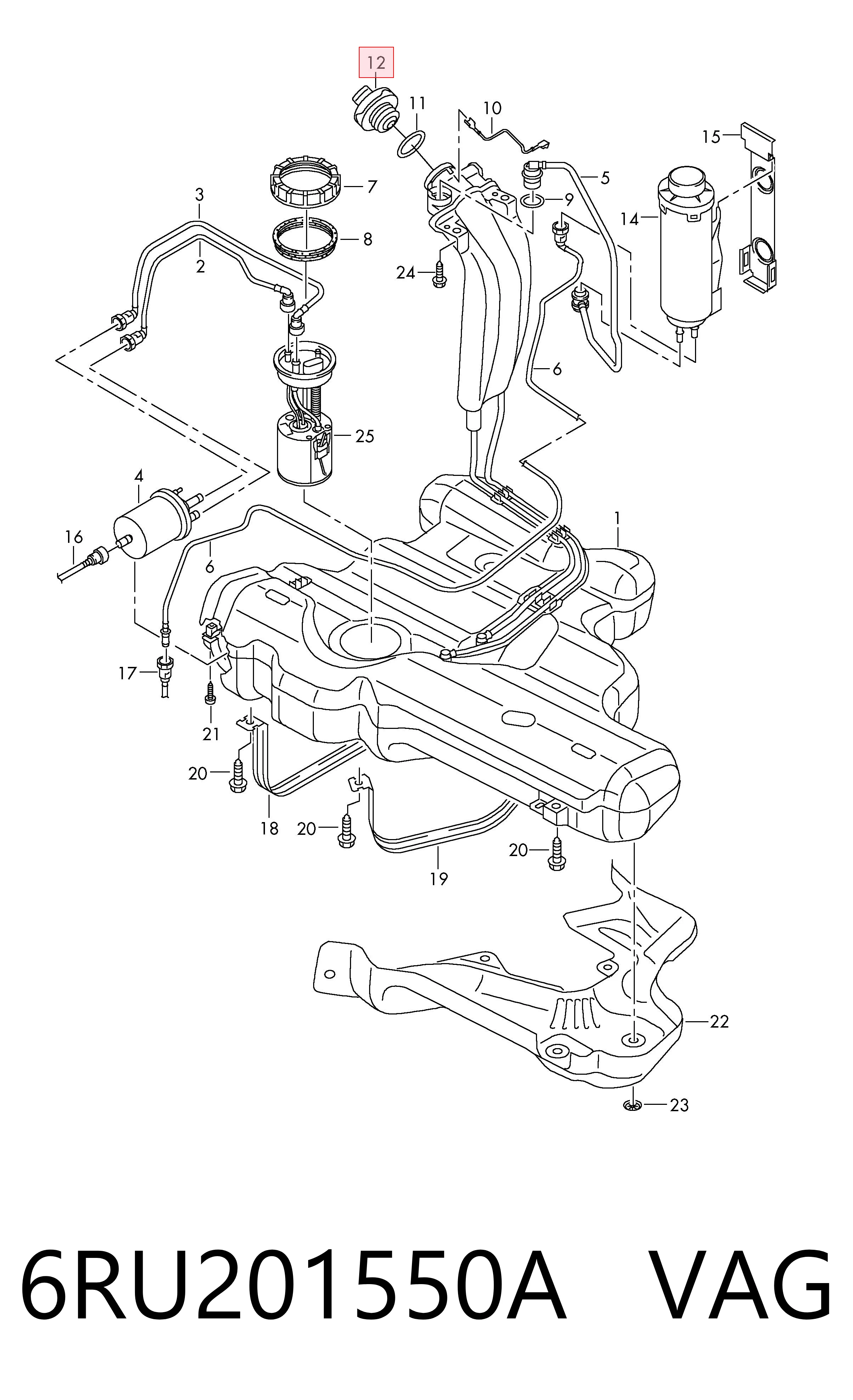 Кришка / пробка бензобака на Volkswagen Polo V RUS 602, 604, 612, 614