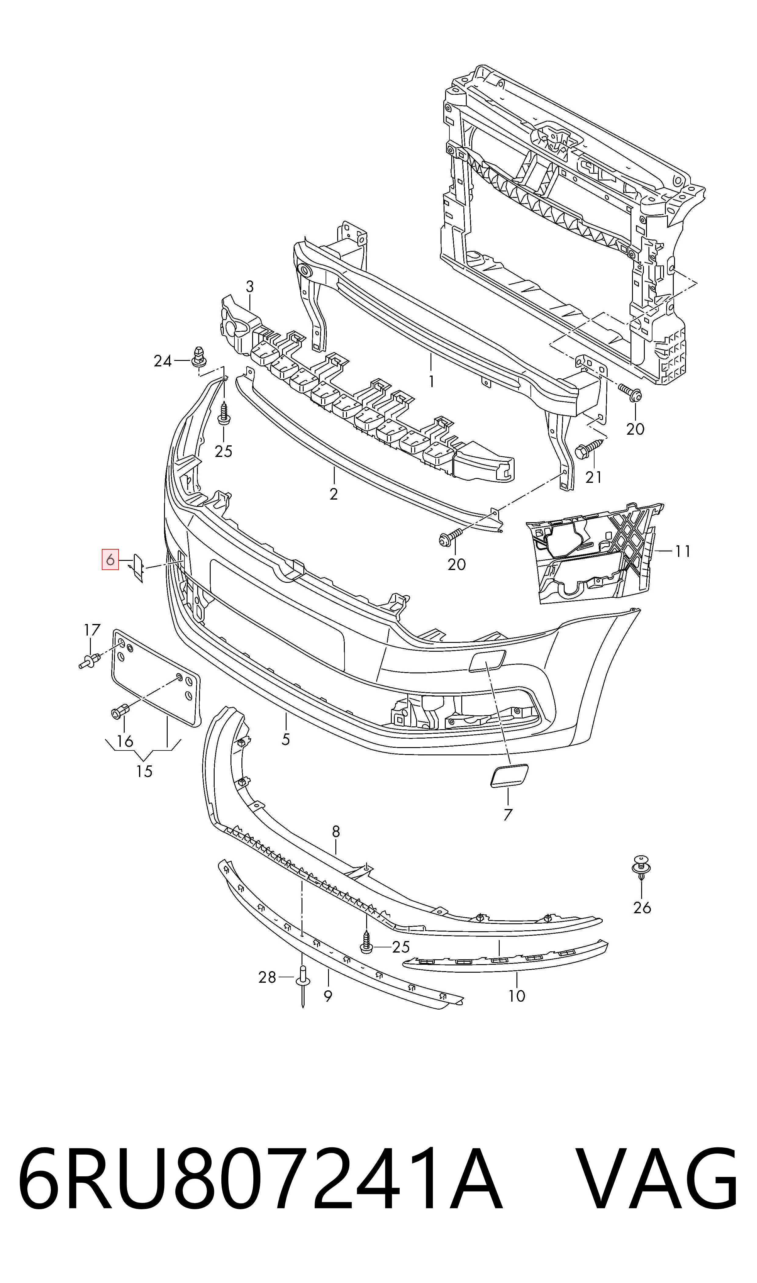 Заглушка бампера буксирувального гака, передня на Volkswagen Polo V RUS 602, 604, 612, 614