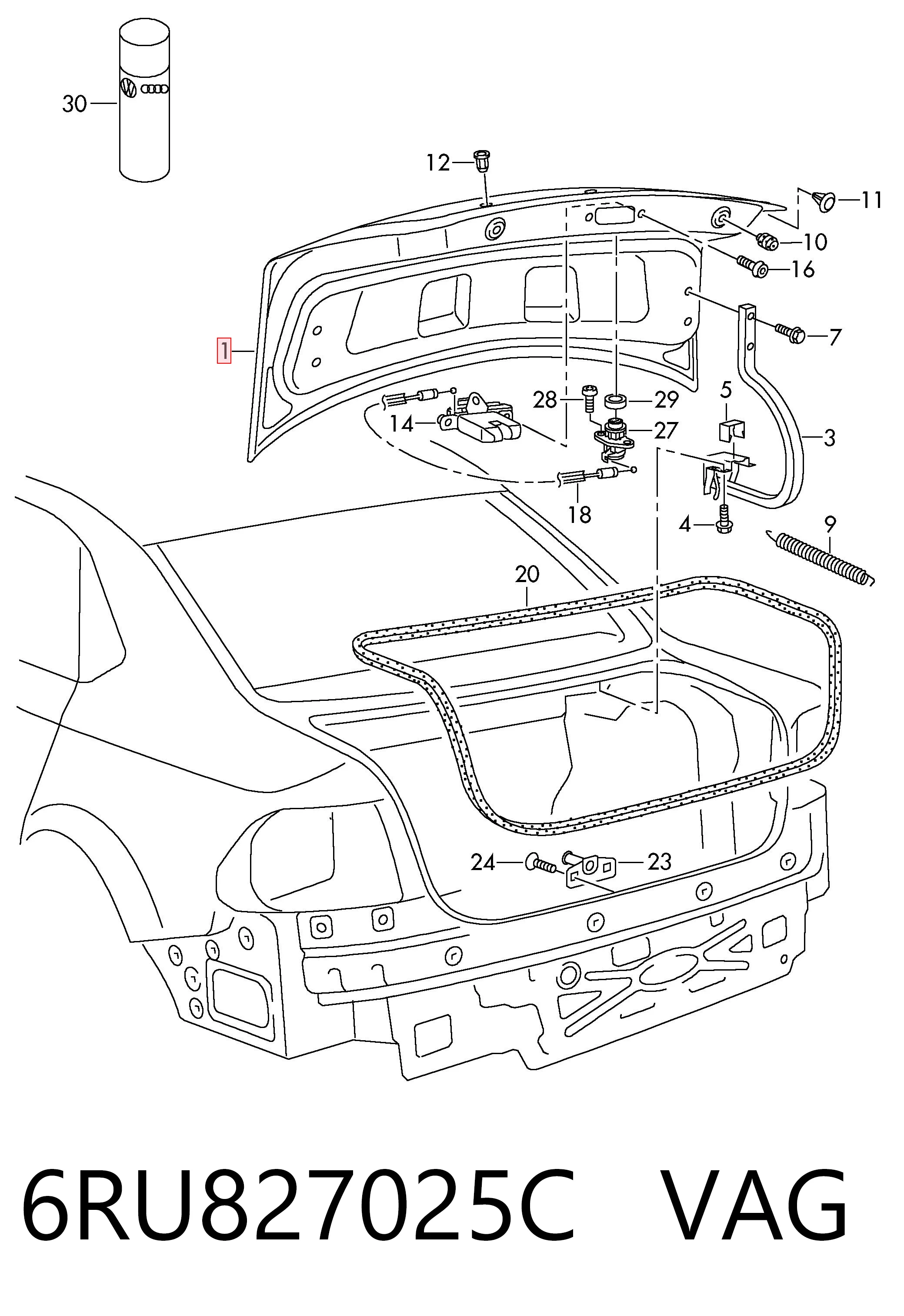 Кришка багажника на Volkswagen Polo V RUS 602, 604, 612, 614