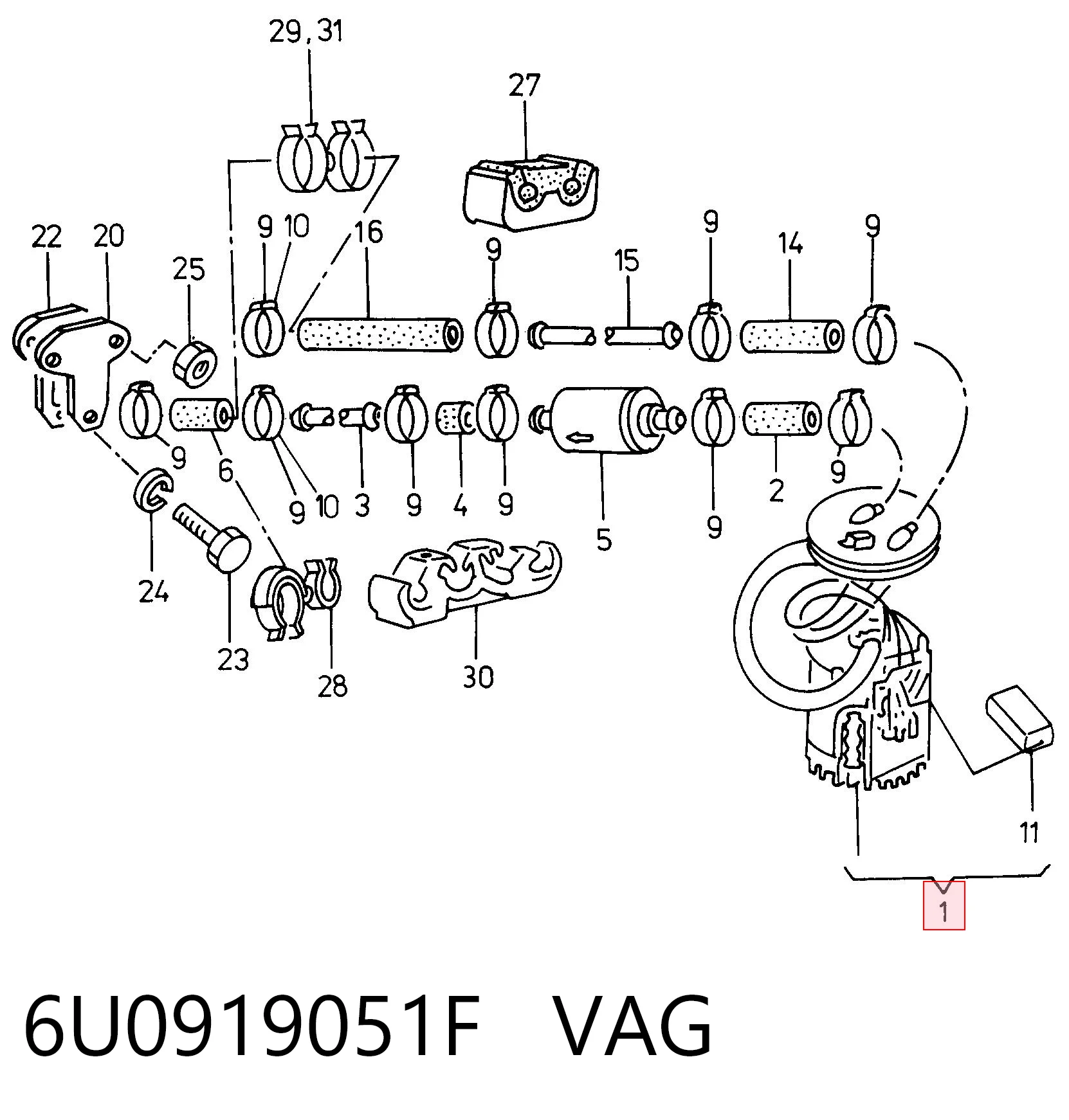 Паливний насос електричний, занурювальний Vika 6U0919051F ціна, від 56.46 USD