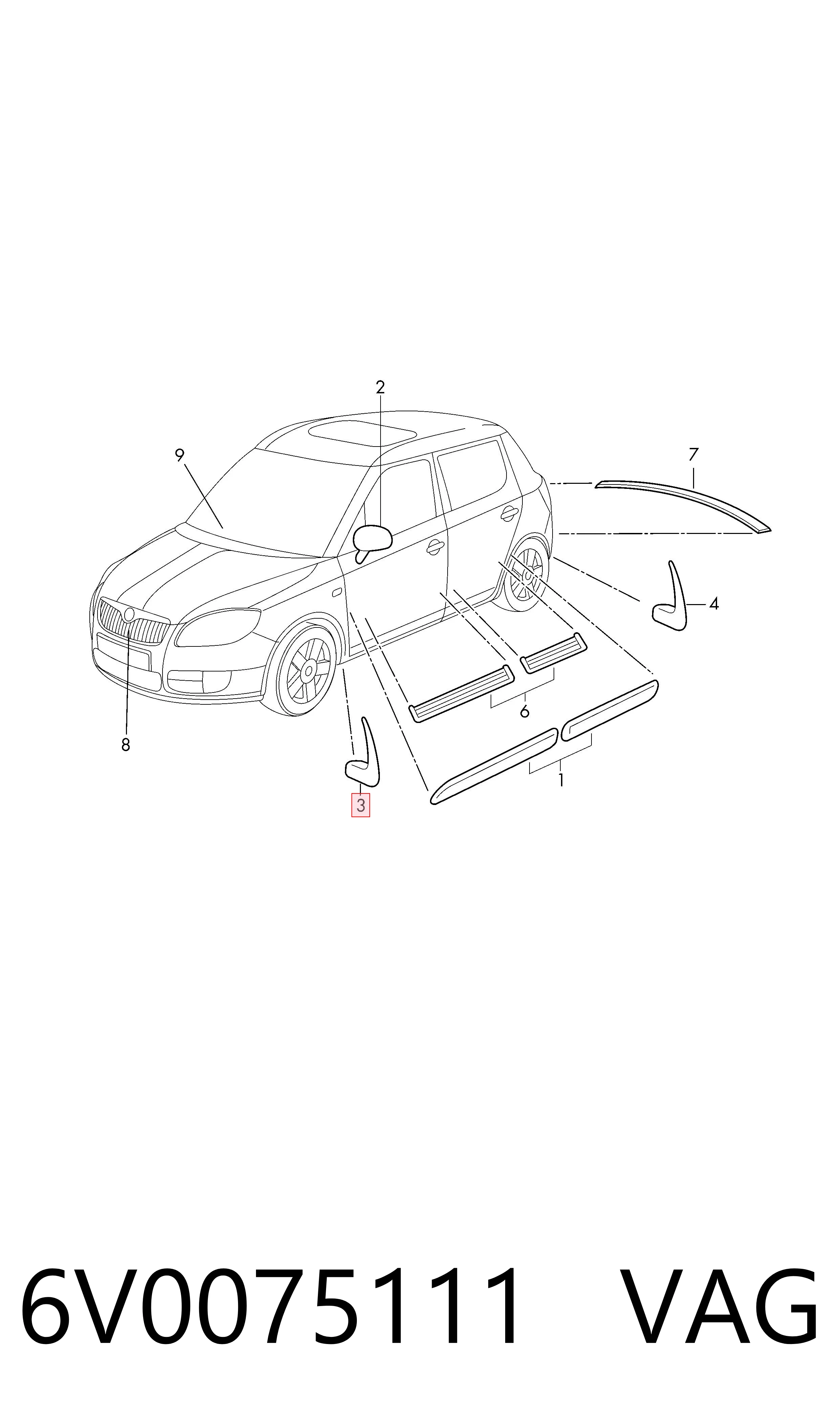 6V0075111 VAG Комплект передніх бризковиків