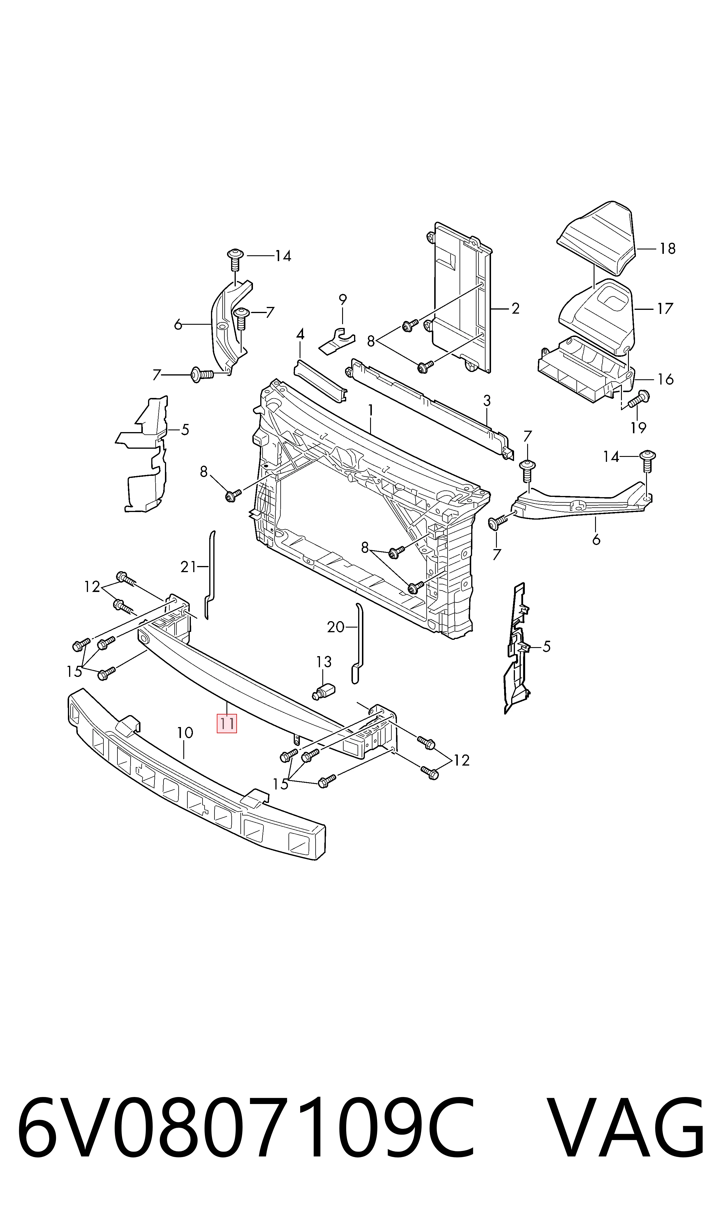 Шина бампера переднього VAG 6V0807109C ціна, від 52.87 USD