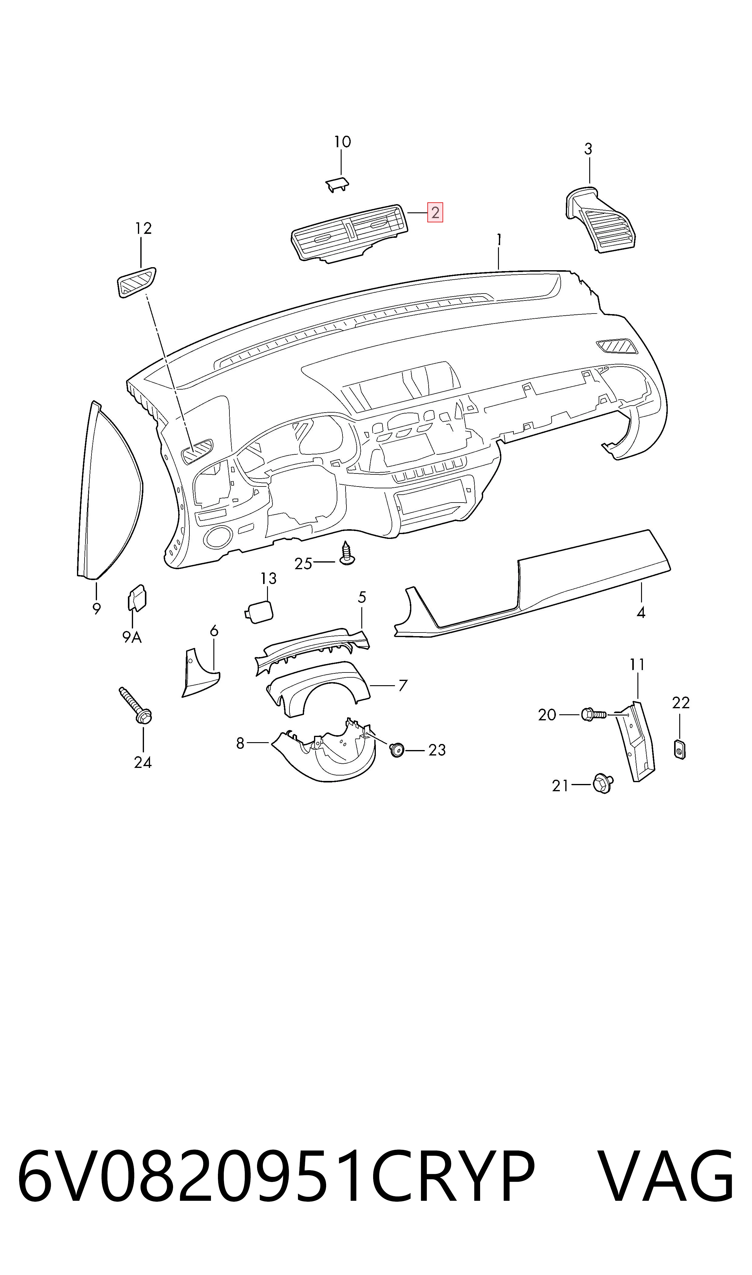 6V0820951CRYP VAG Решітка повітропровода