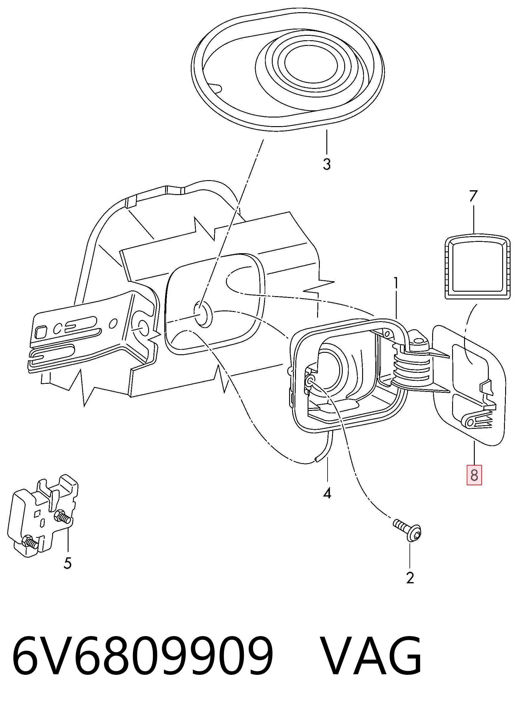 6V6809909 VAG Дверцята бензобака
