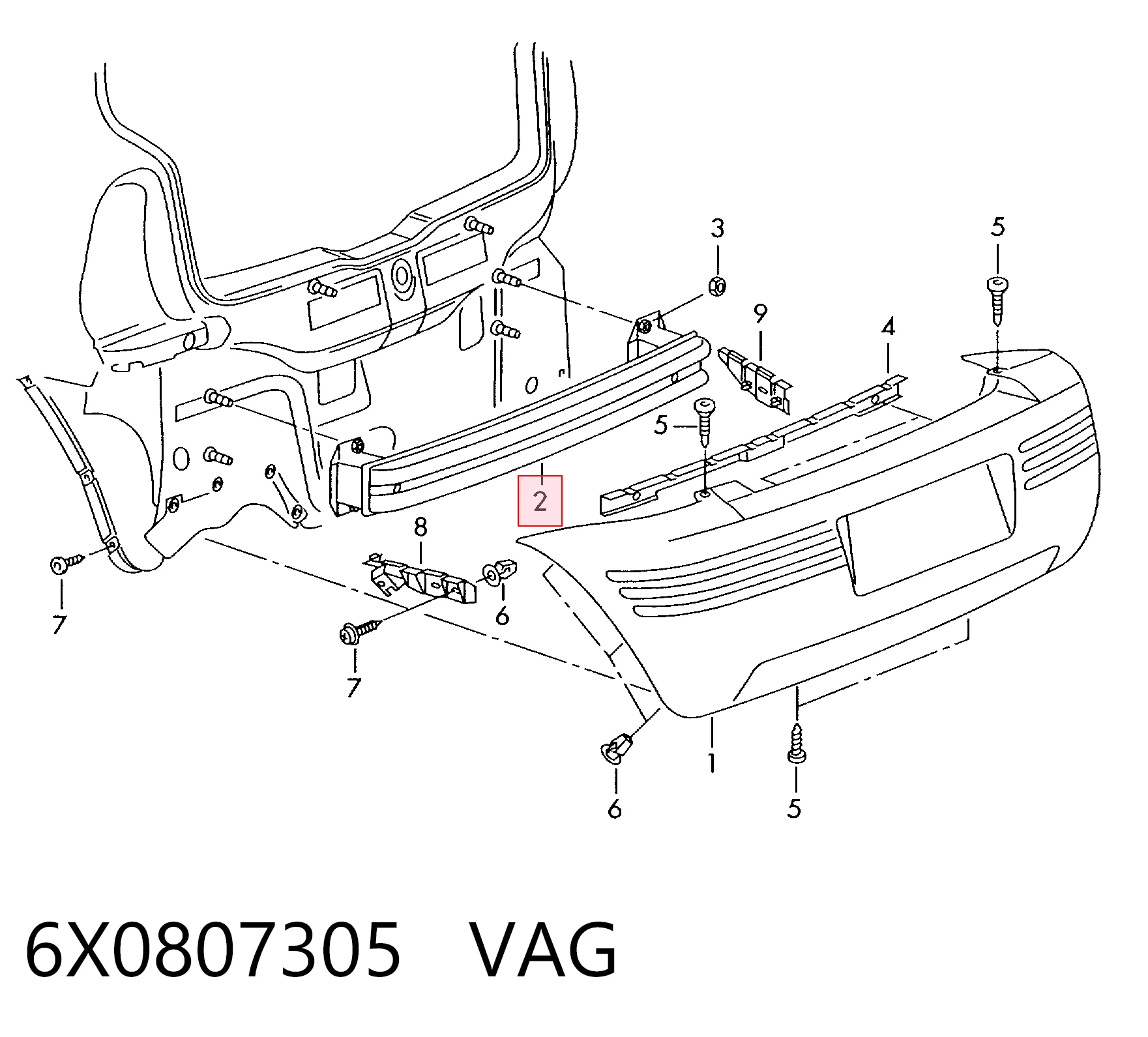 Шина бампера заднього на Volkswagen Lupo  6X, 6E