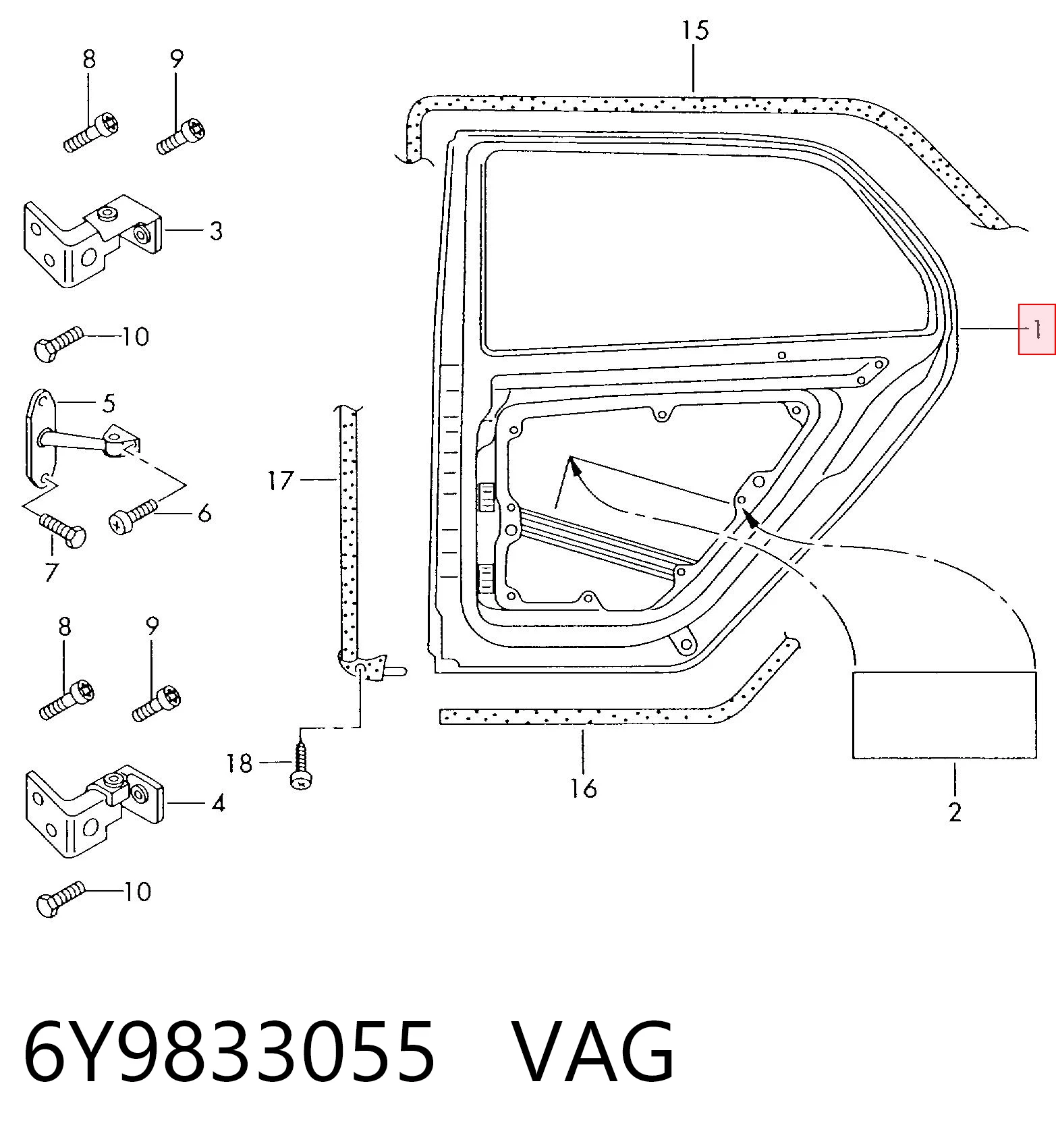 6Y9833055 VAG Двері задні, ліві