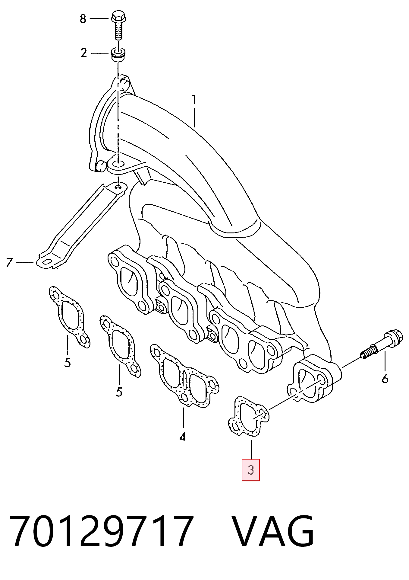 Купити Прокладка впускного колектора Volkswagen Multivan T5 7HM, 7HN, 7HF, 7EF, 7EM, 7EN