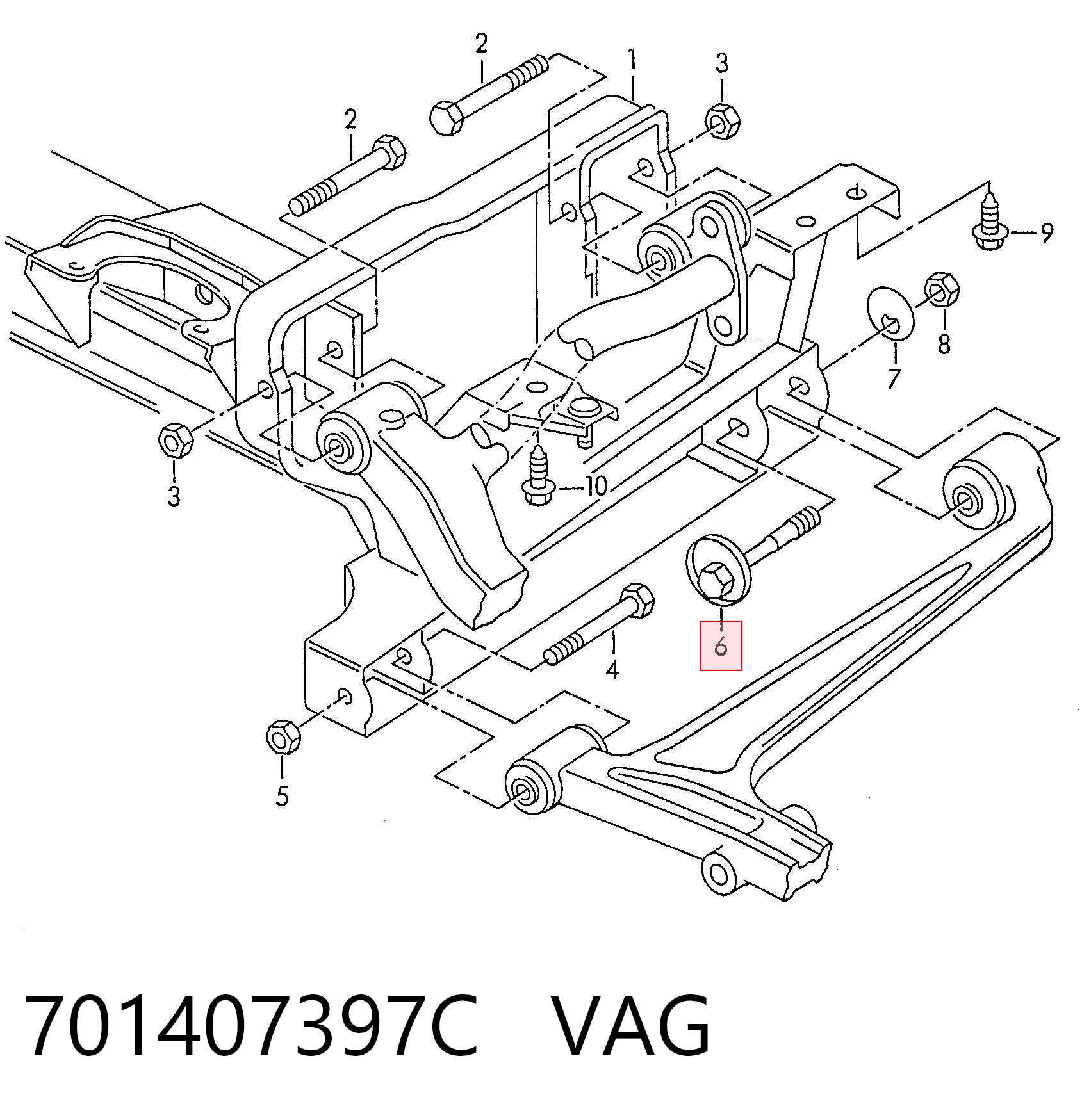 701407397C VAG Болт переднього важеля, нижнього