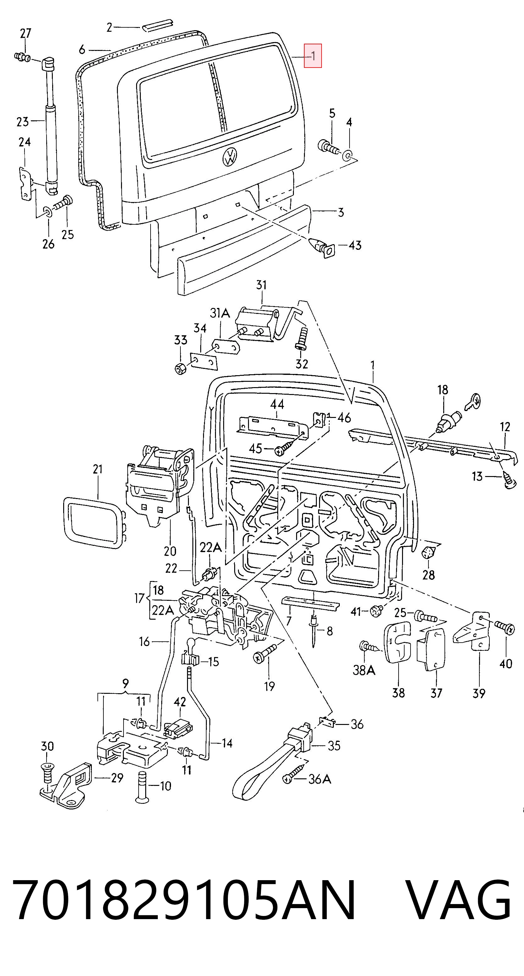 Треті двері на Volkswagen Transporter T4 70B, 70C, 7DB, 7DK, 70J, 70K, 7DC, 7DJ