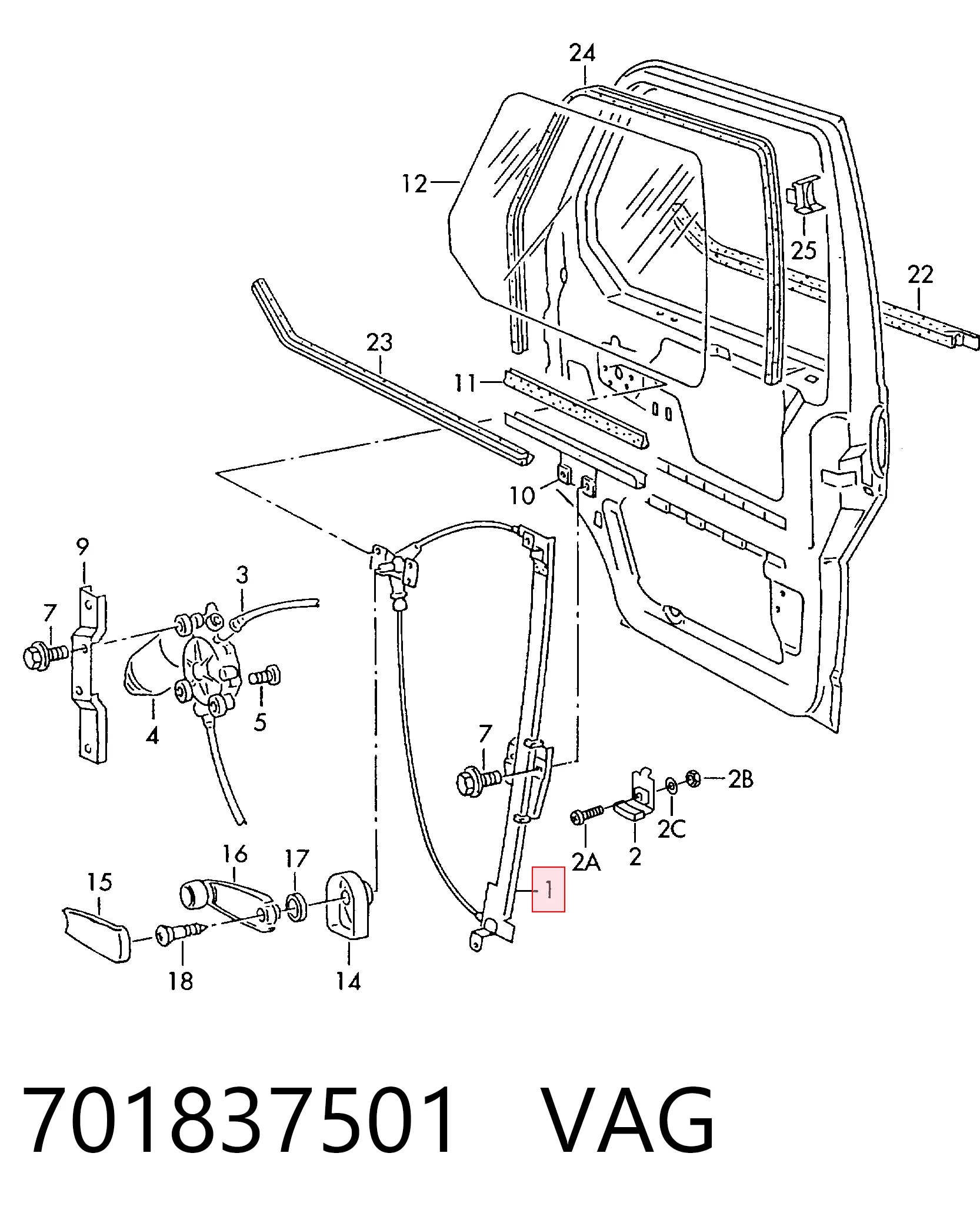 Механізм стеклопідйомника дверей передніх, лівих Magneti Marelli ACQ0151