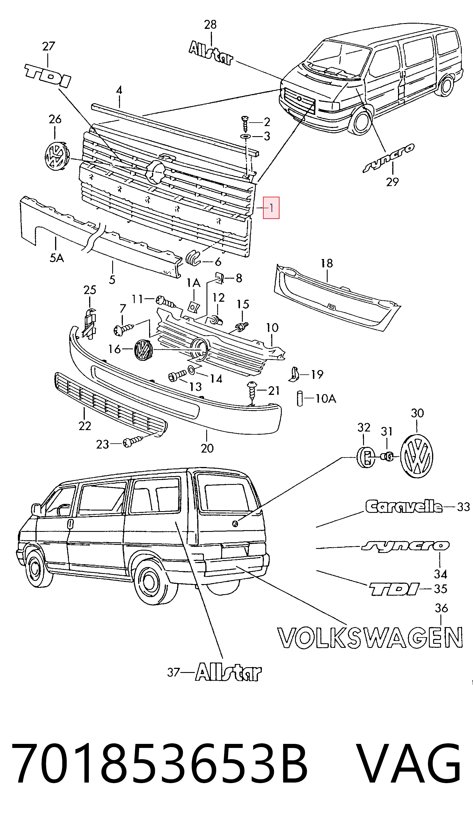 701853653B VAG Решітка радіатора