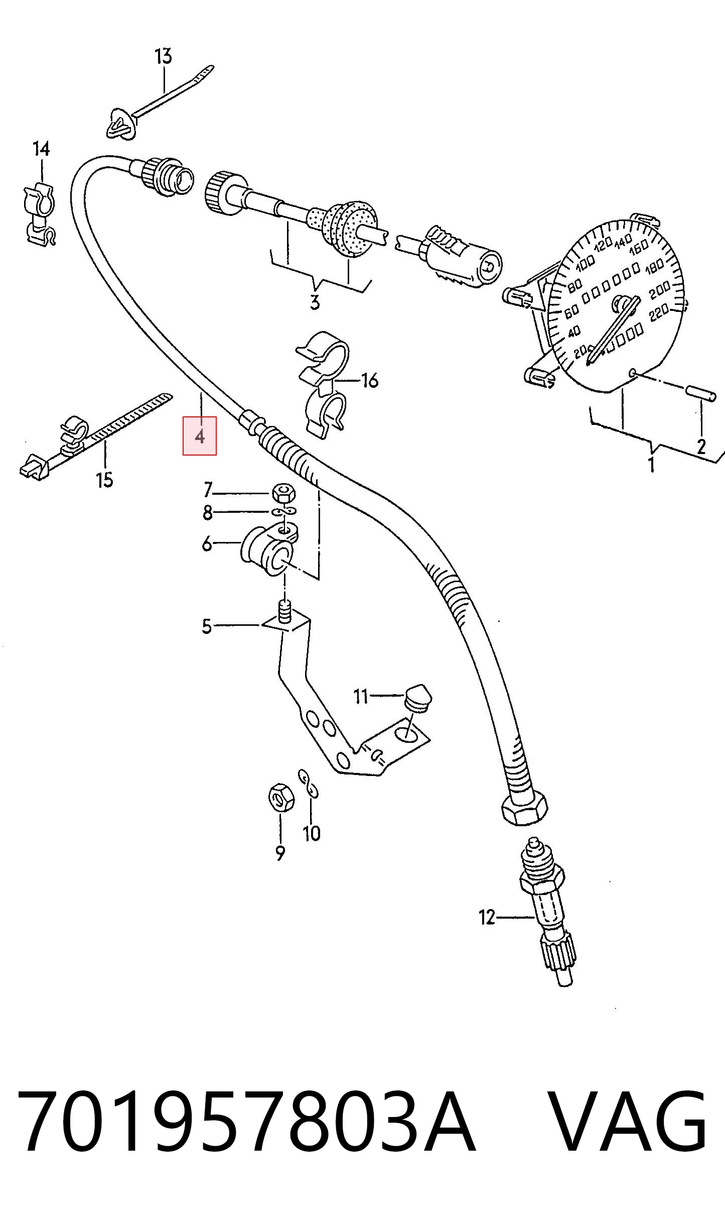 Купити Трос спідометра Volkswagen Transporter T4 70B, 70C, 7DB, 7DK, 70J, 70K, 7DC, 7DJ