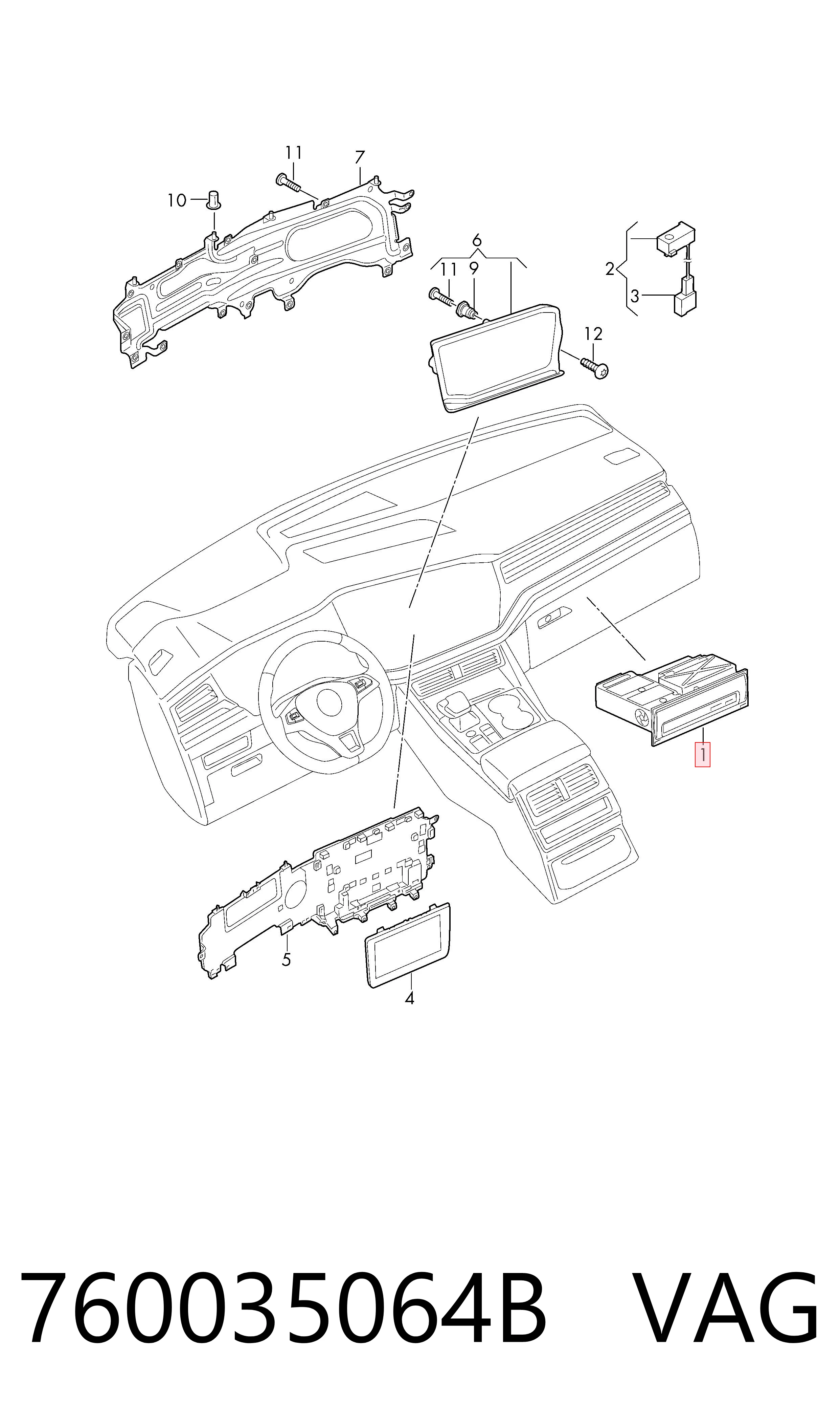Магнітола (радіо AM/FM) VAG 760035064B ціна, від 369.64 USD