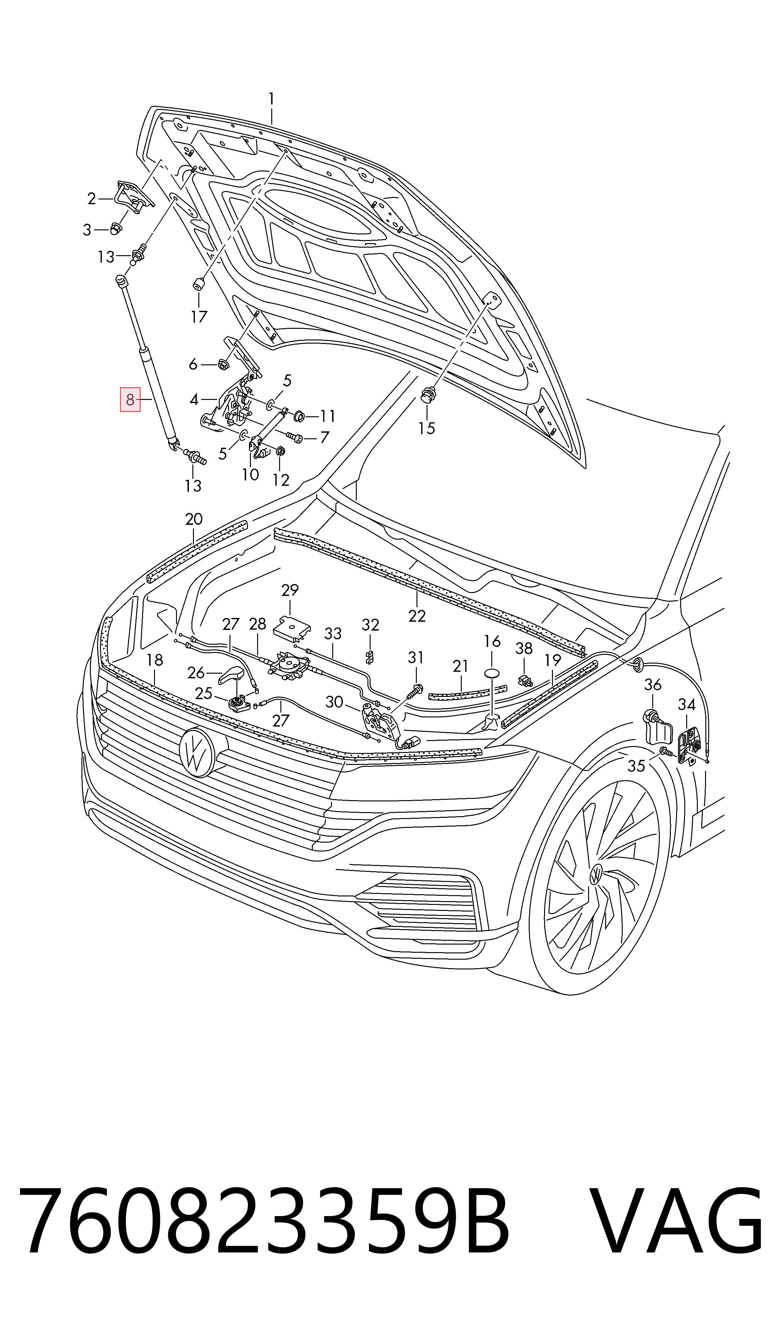 760823359B VAG Стійка капота