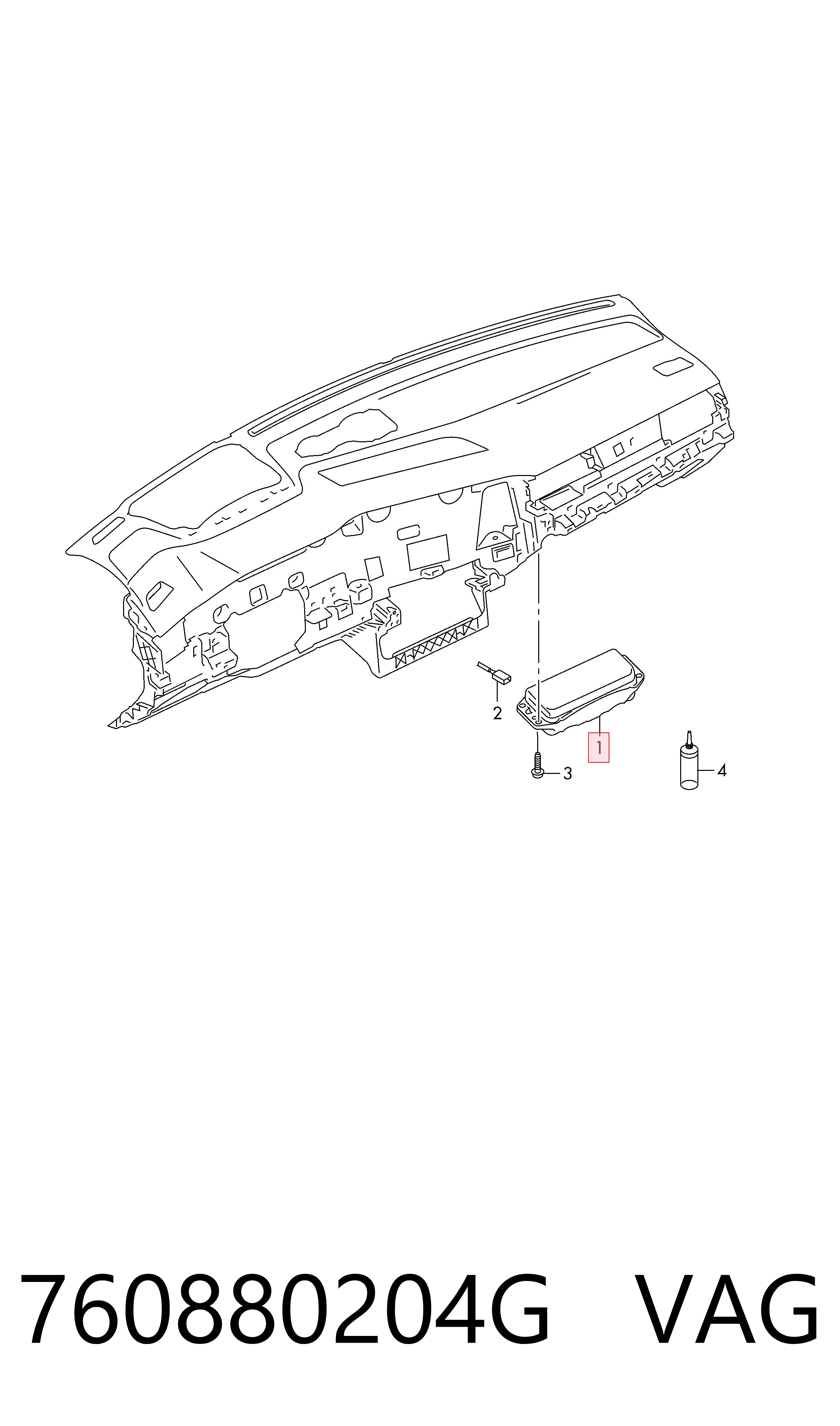 760880204G VAG Подушка безпеки, пасажирська, AIRBAG