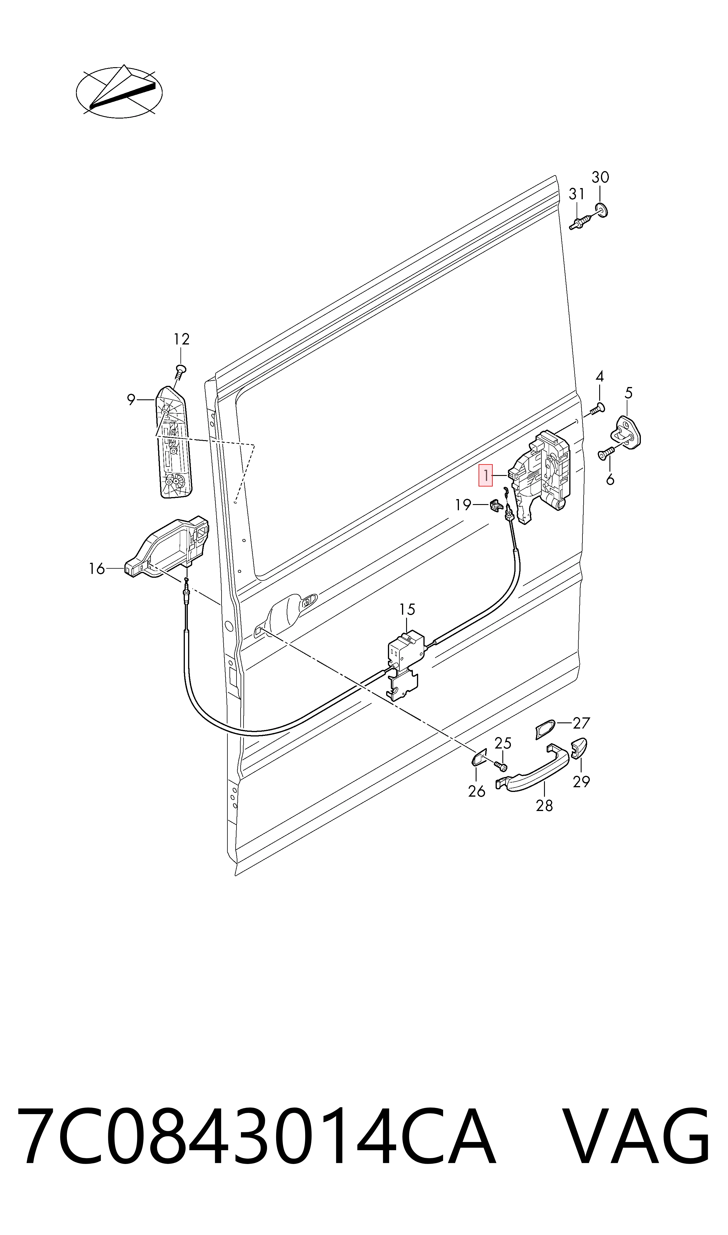 Замок і ручки (передніх) дверей VAG 7C0843014CA ціна, від 182.83 USD