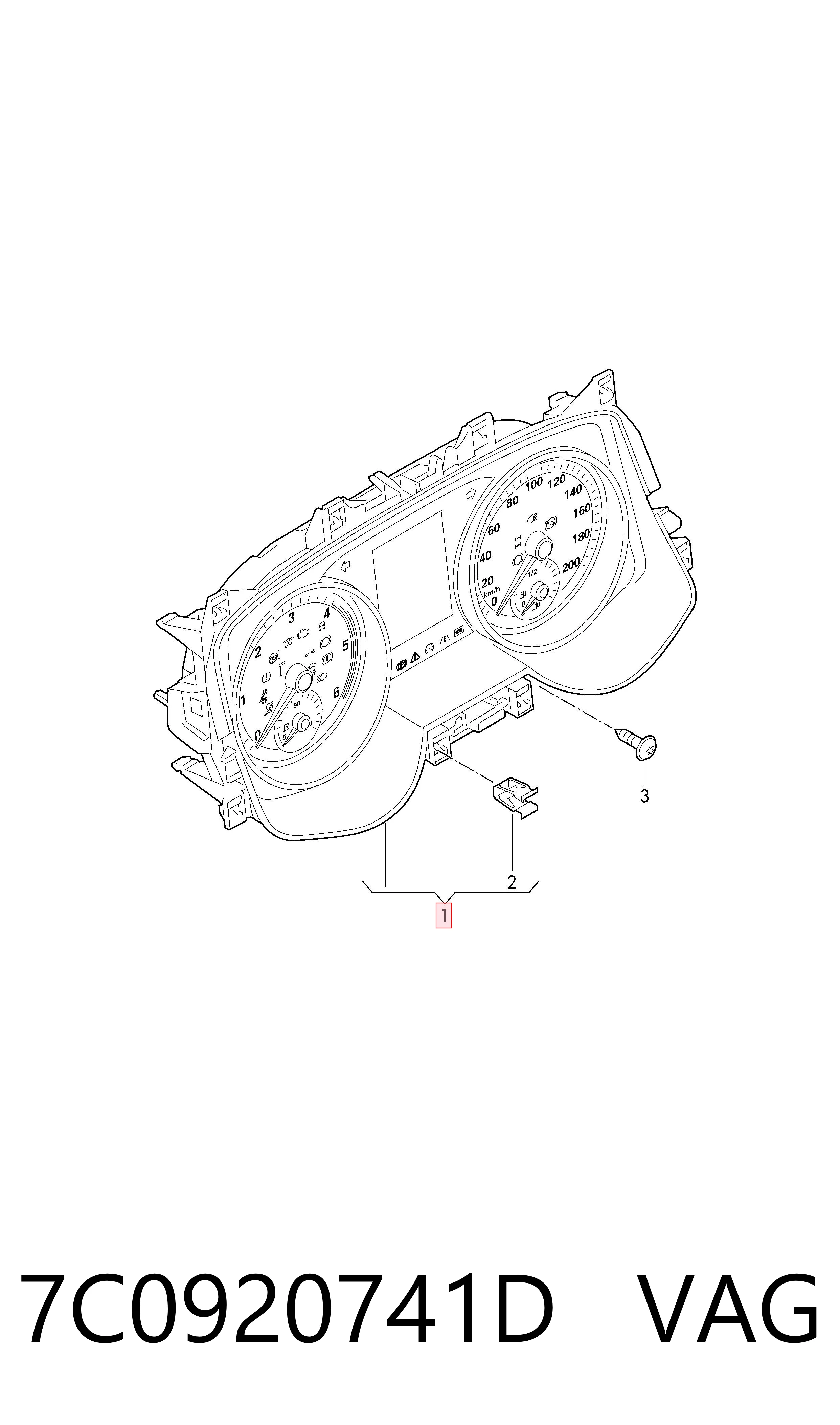 щиток приладу VAG 7C0920741D ціна, від 1069.23 USD