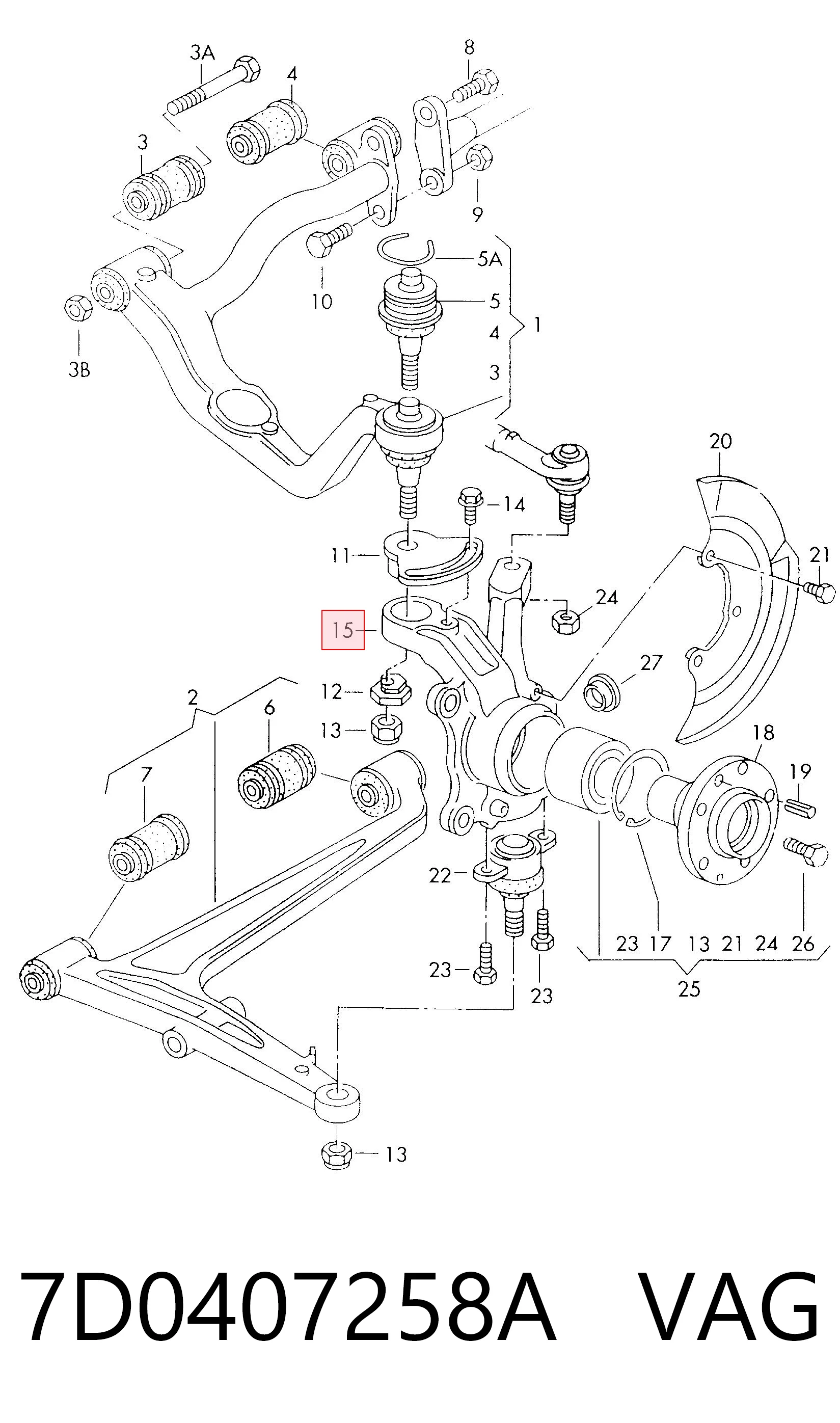 7D0407258A VAG Цапфа поворотна права