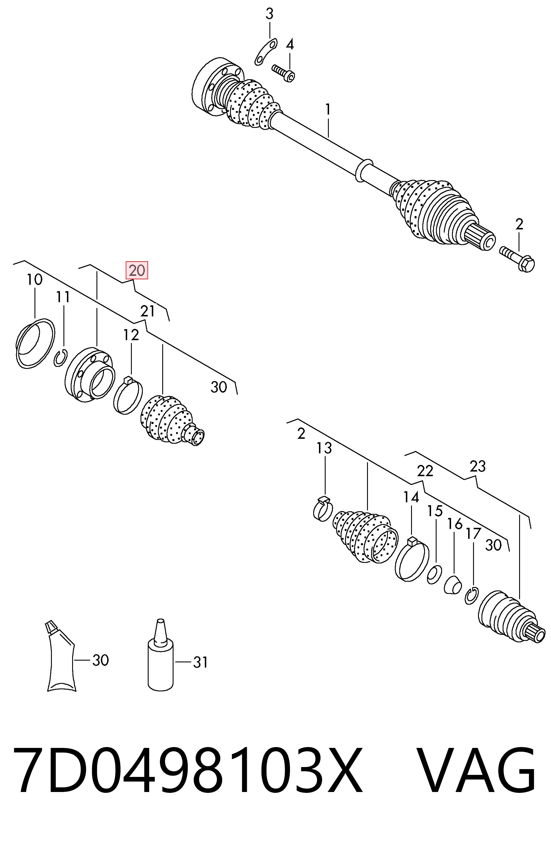Граната внутрішня ліва VW718 Driveshaft