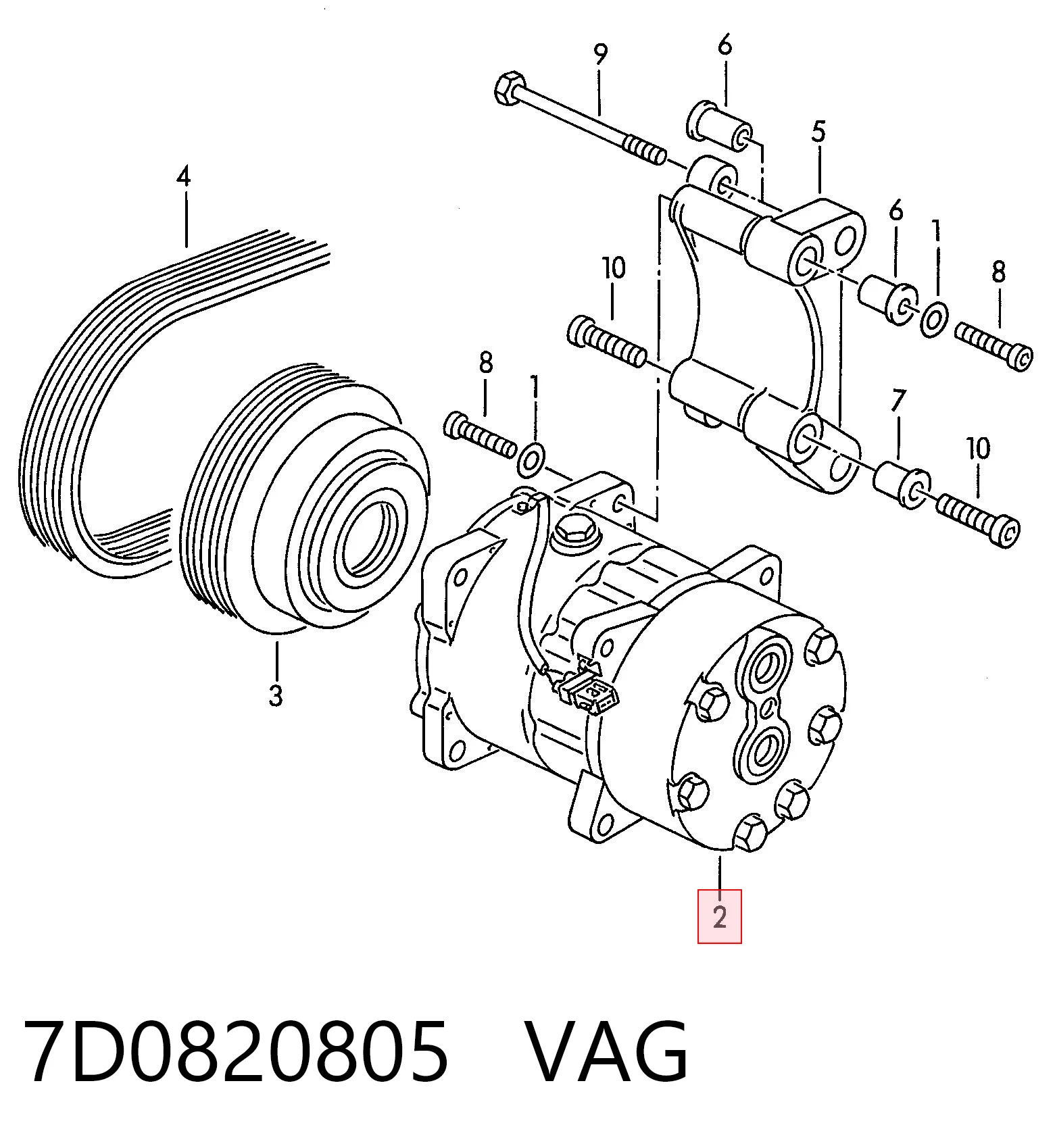 Компресор системи кондиціювання VAG 7D0820805 ціна, від 234.20 USD