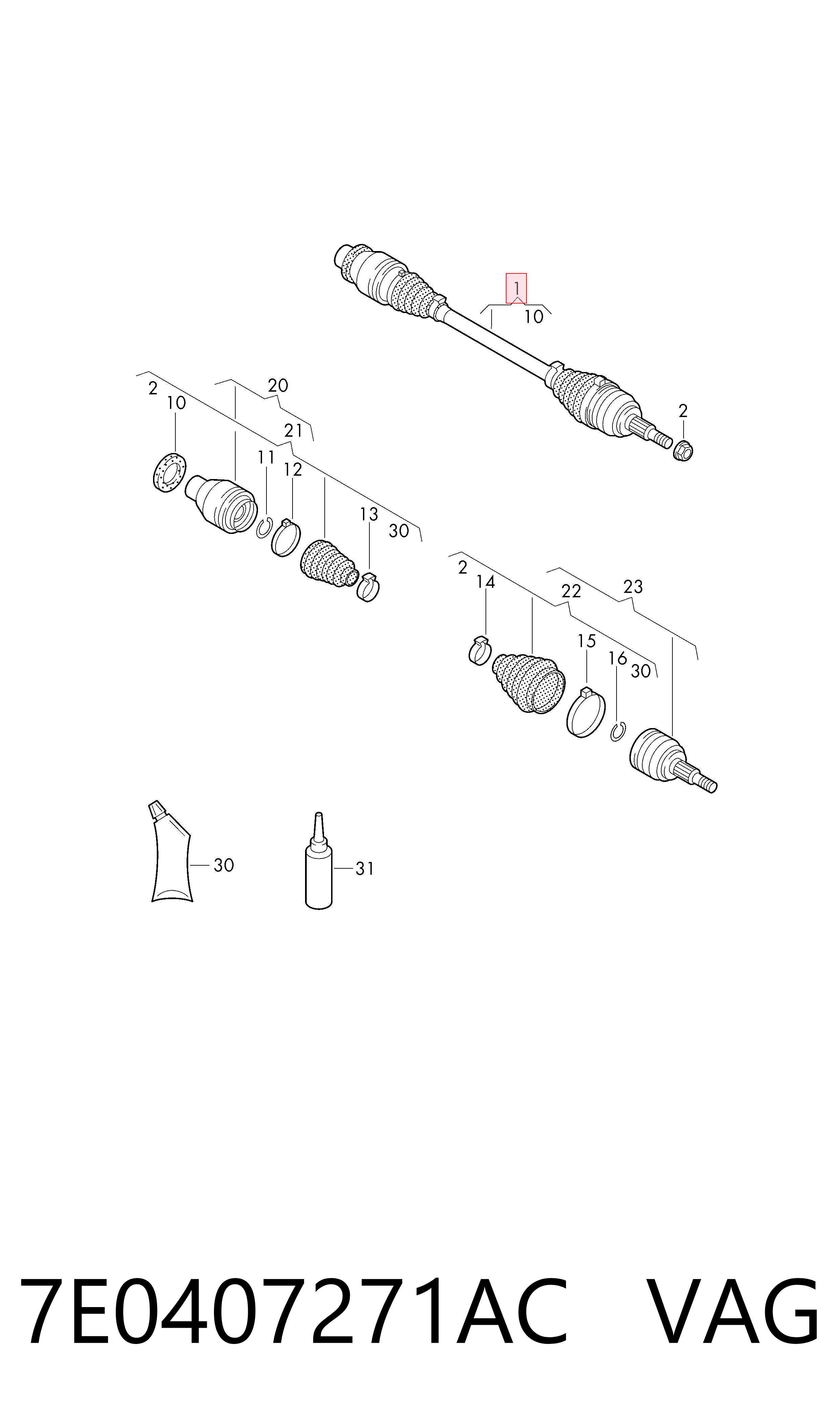 7E0407271AC VAG Привід лівий