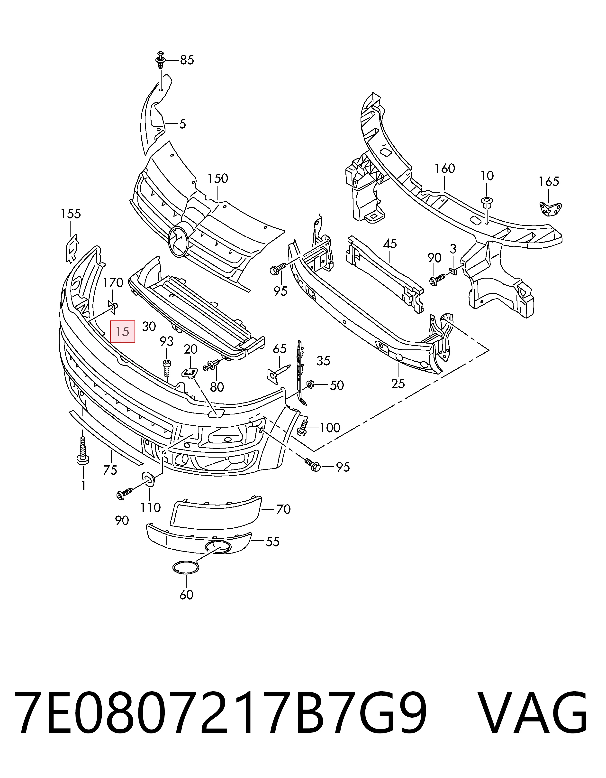 Передній бампер PVW04072BA Signeda