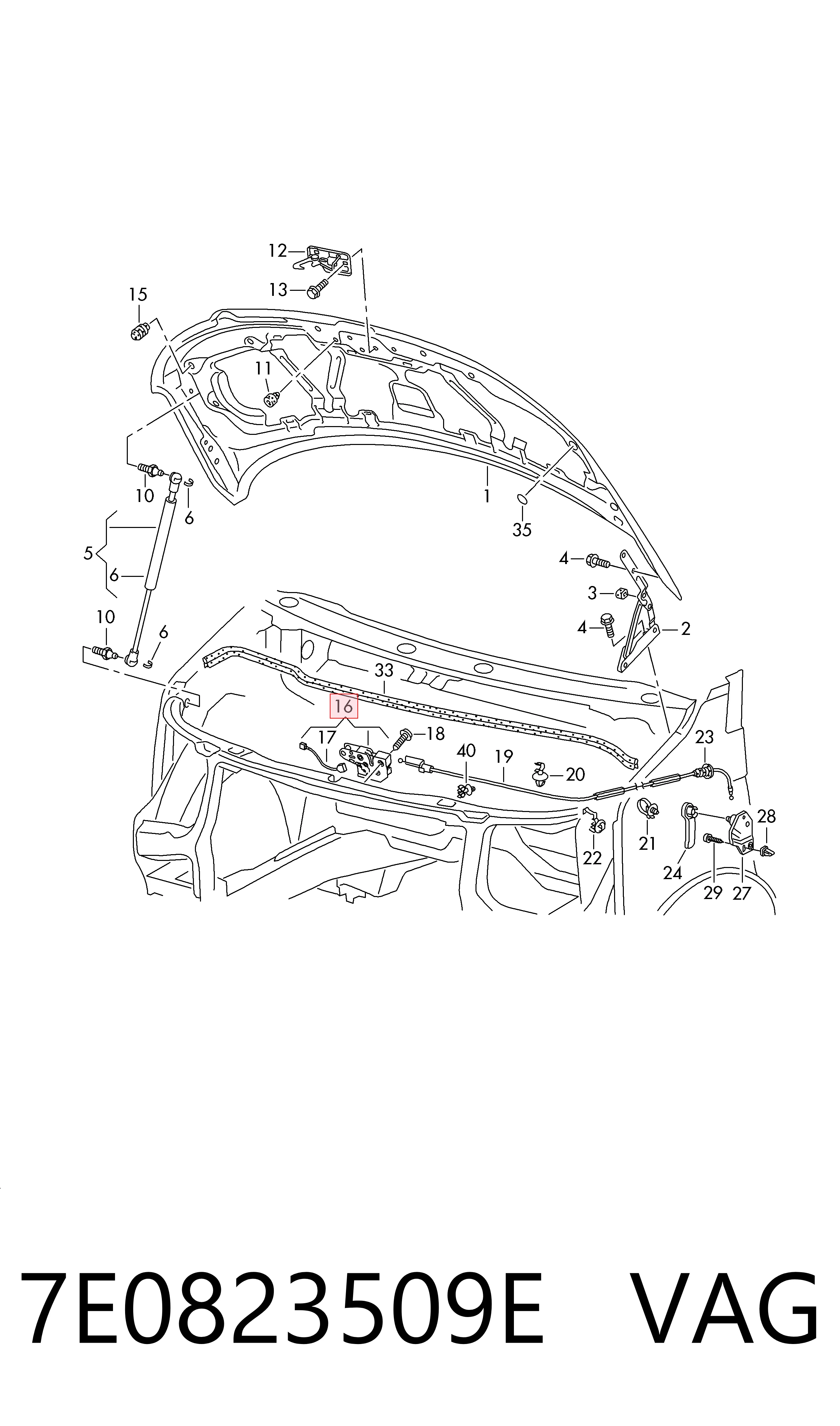 Купити Замок капота Volkswagen Transporter T5 7HA, 7HH, 7EA, 7EH