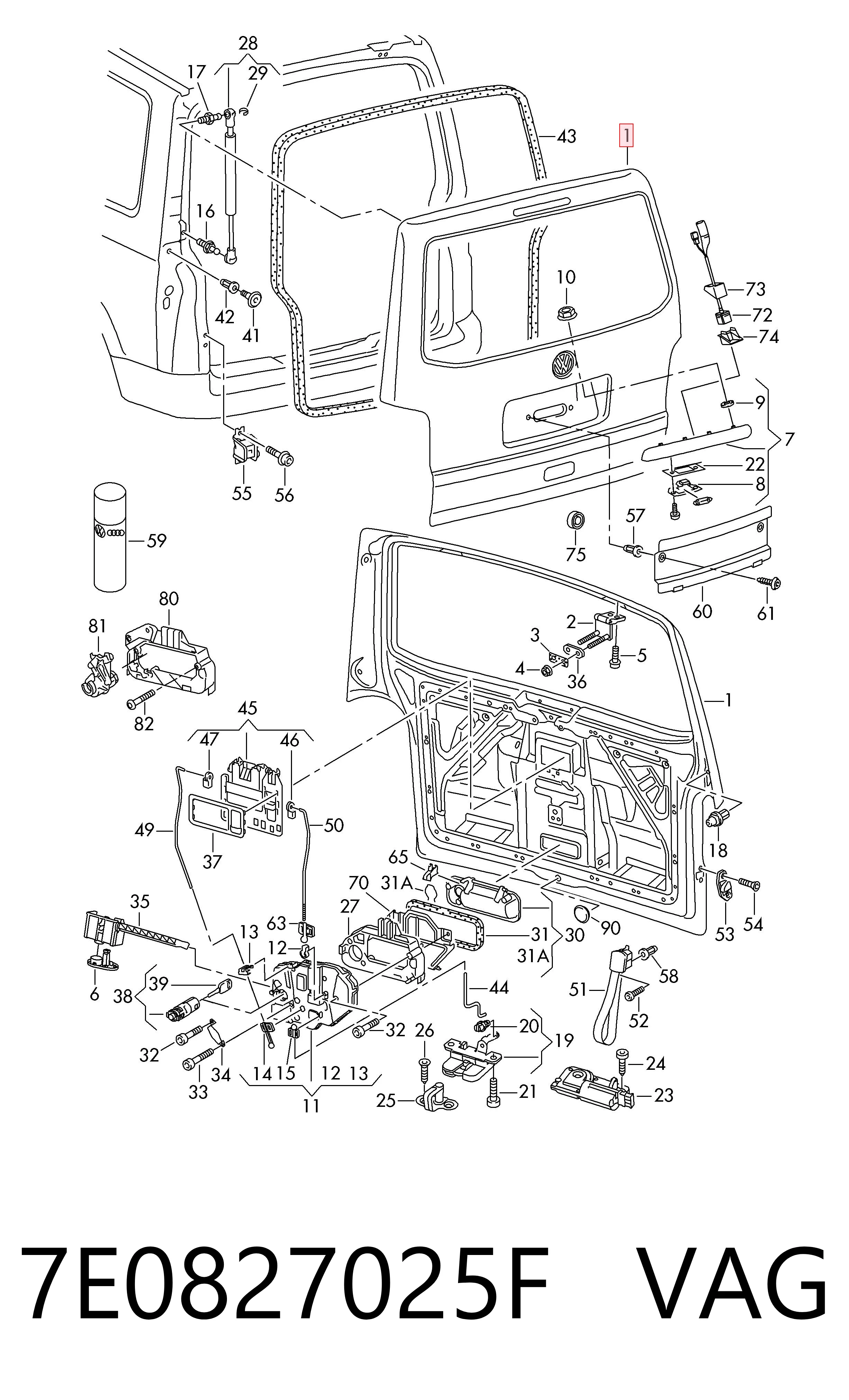 Треті двері на Volkswagen Multivan T5 7HM, 7HN, 7HF, 7EF, 7EM, 7EN