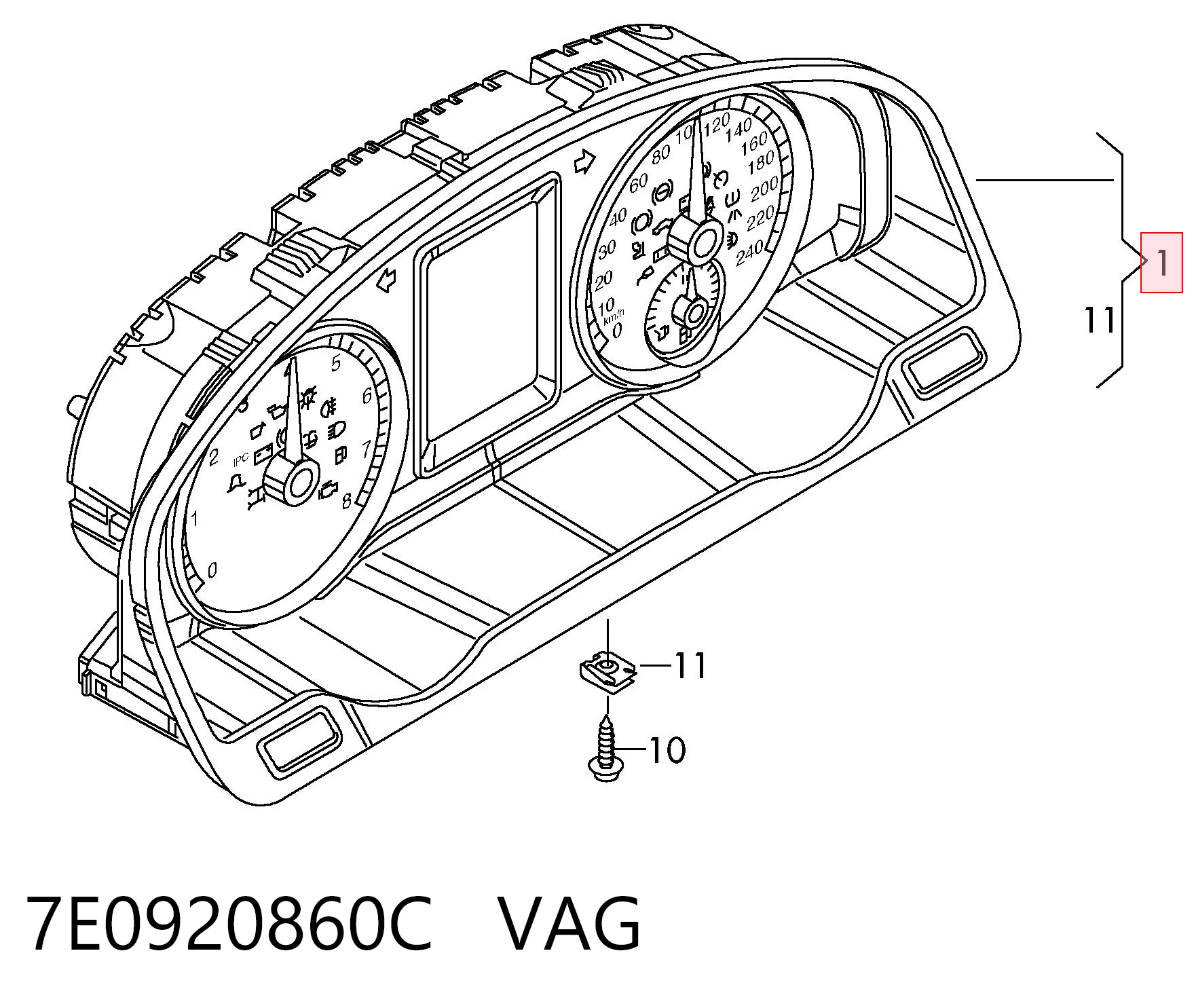 7E0920860C VAG Щиток приладів додатковий